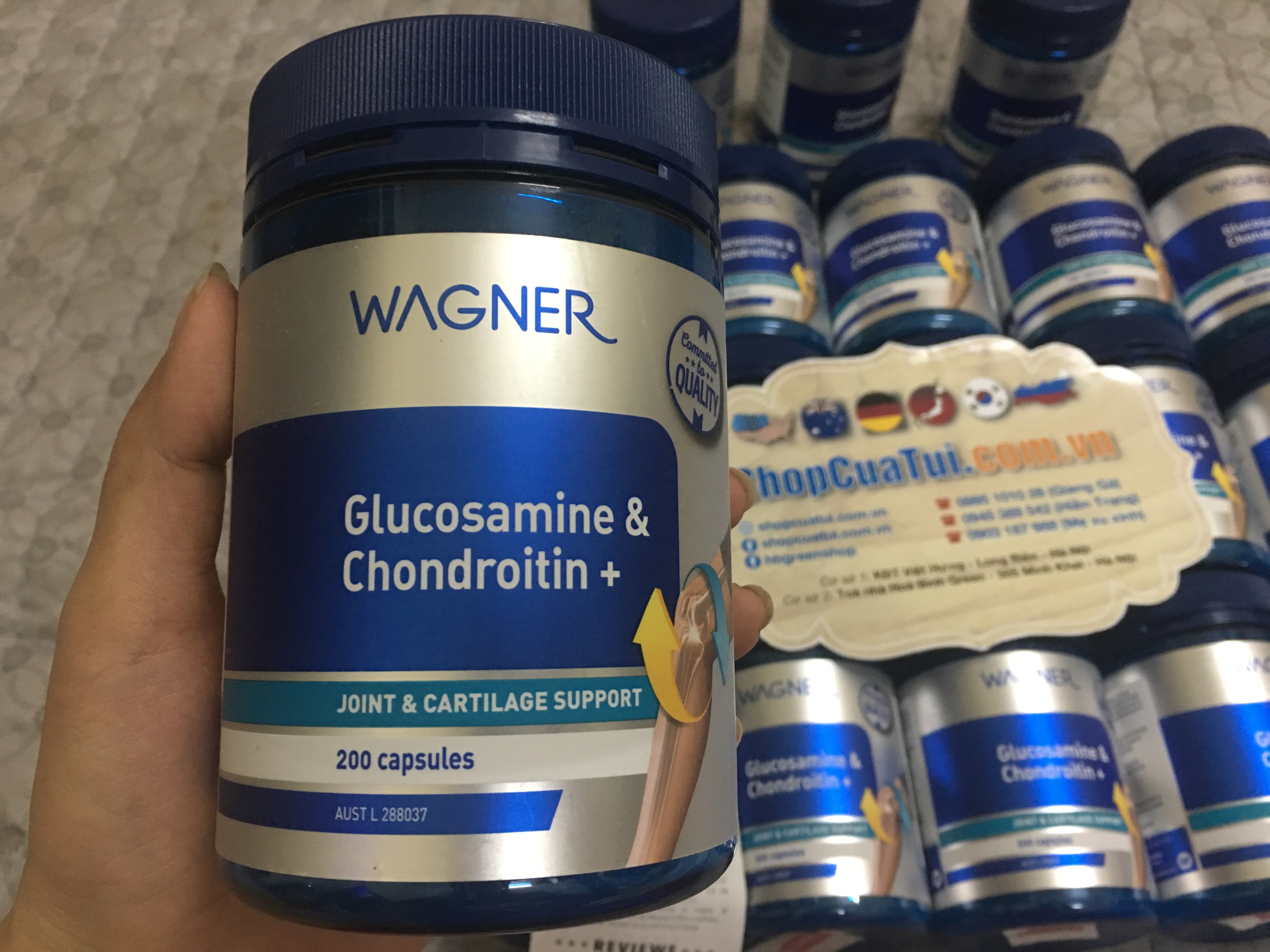 Cho ai vừa bị khớp lại đau dạ dày - Viên con nhộng Wagner Glucosamine & Chondroitin + 200 viên giúp duy trì độ co dãn khớp, sức mạnh và khả năng đàn hồi của sụn khớp