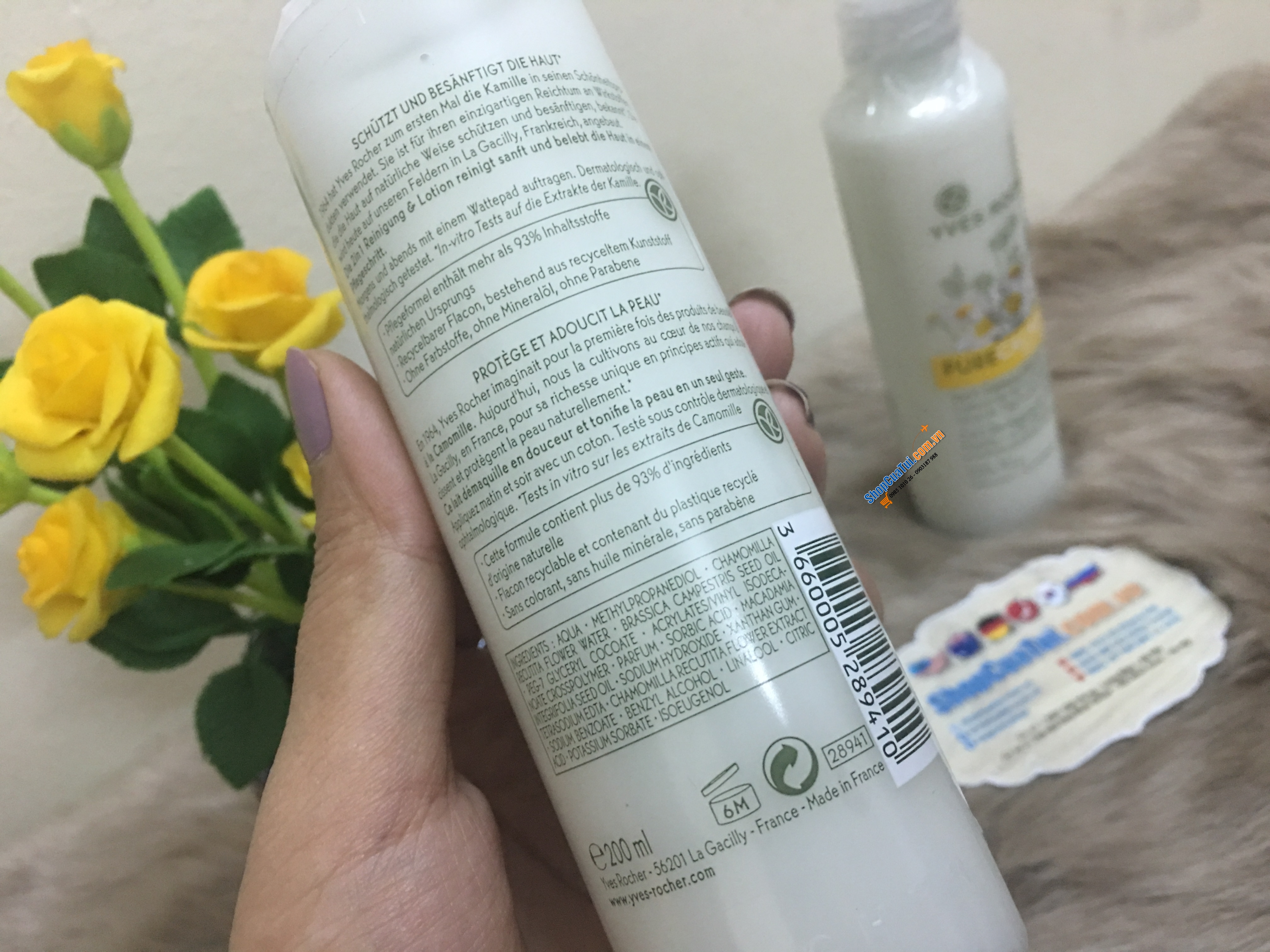 Nước Hoa hồng - Tẩy trang & toner dạng sữa 200ml Pure Calmille Yves Rocher