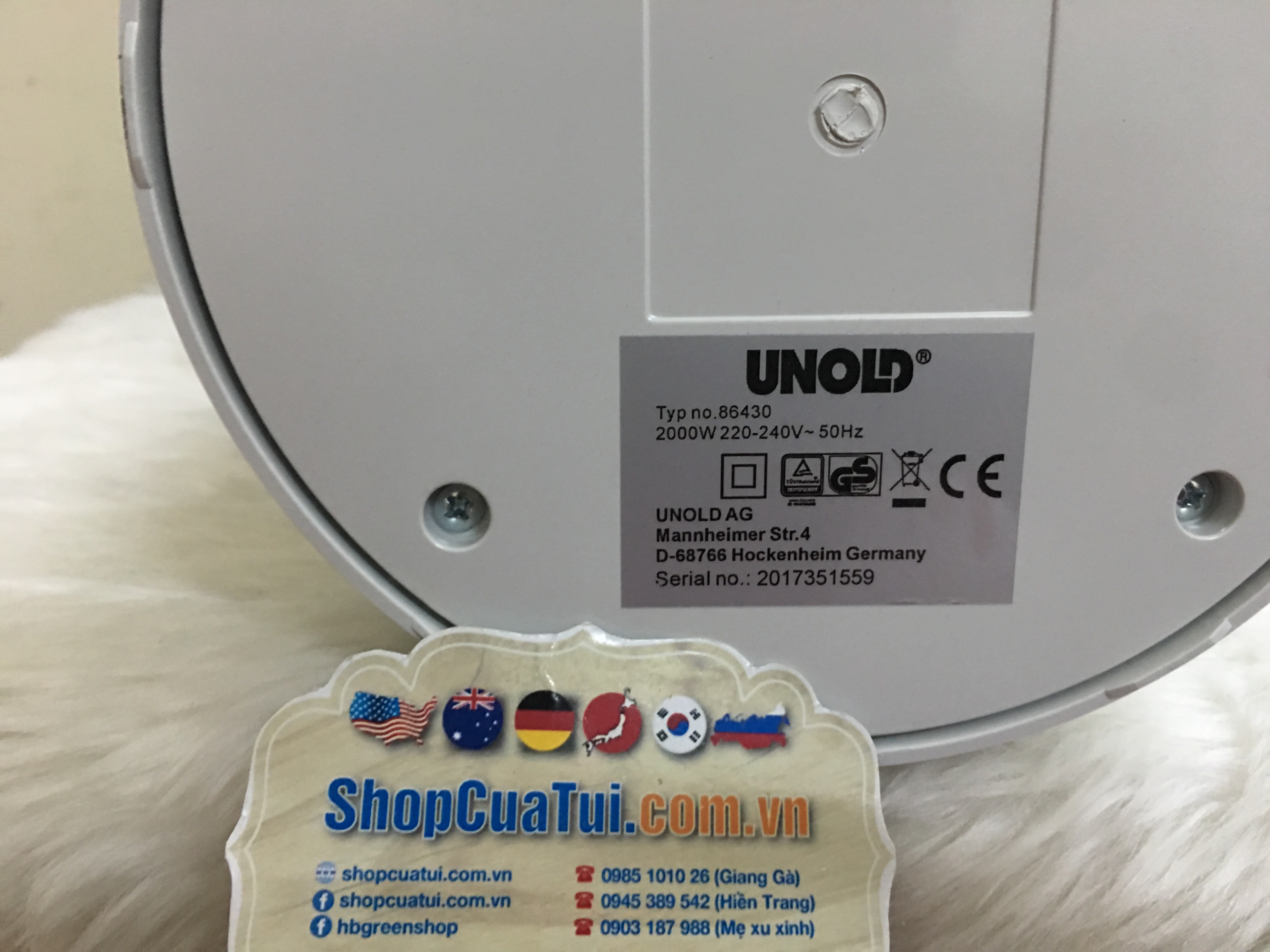 QUẠT SƯỞI GỐM UNOLD