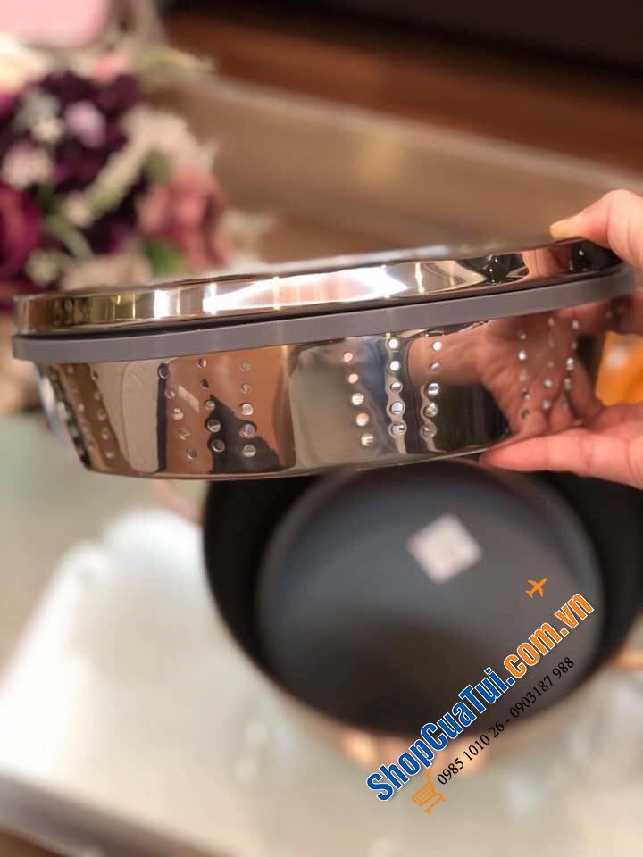 NỒI GANG ĐÚC STAUB KÈM XỬNG HẤP SIZE 26 CM MÀU VÀNG MÙ TẠC