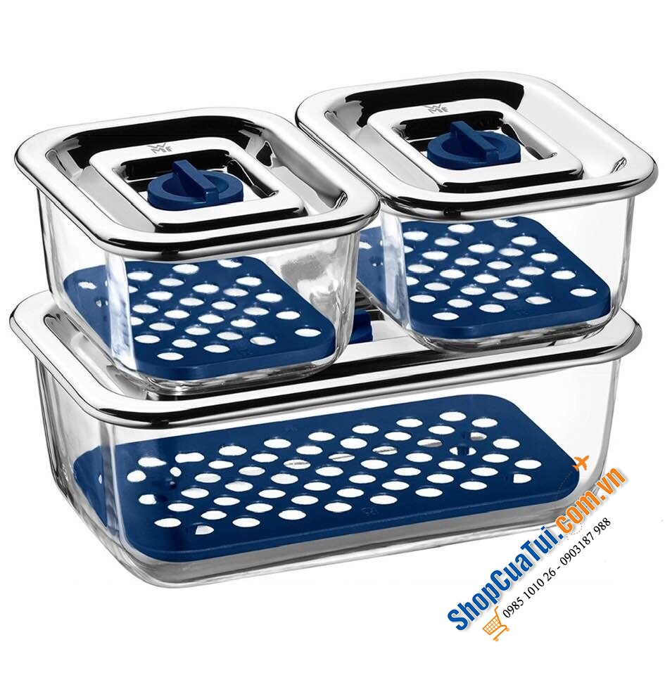 SET 3 HỘP THUỶ TINH ĐỰNG THỰC PHẨM WMF - Made in Germany
