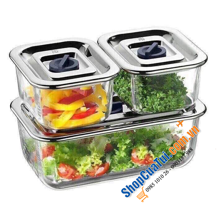 SET 3 HỘP THUỶ TINH ĐỰNG THỰC PHẨM WMF - Made in Germany
