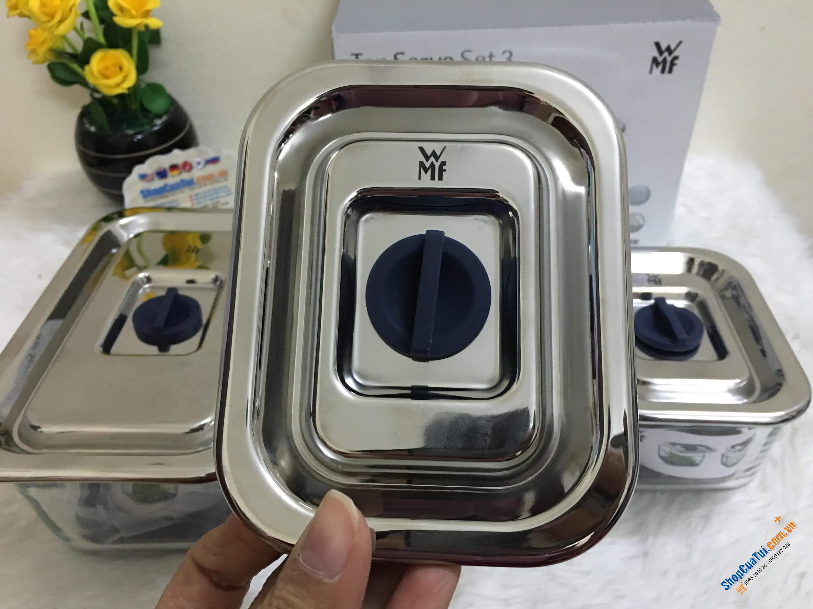 SET 3 HỘP THUỶ TINH ĐỰNG THỰC PHẨM WMF - Made in Germany