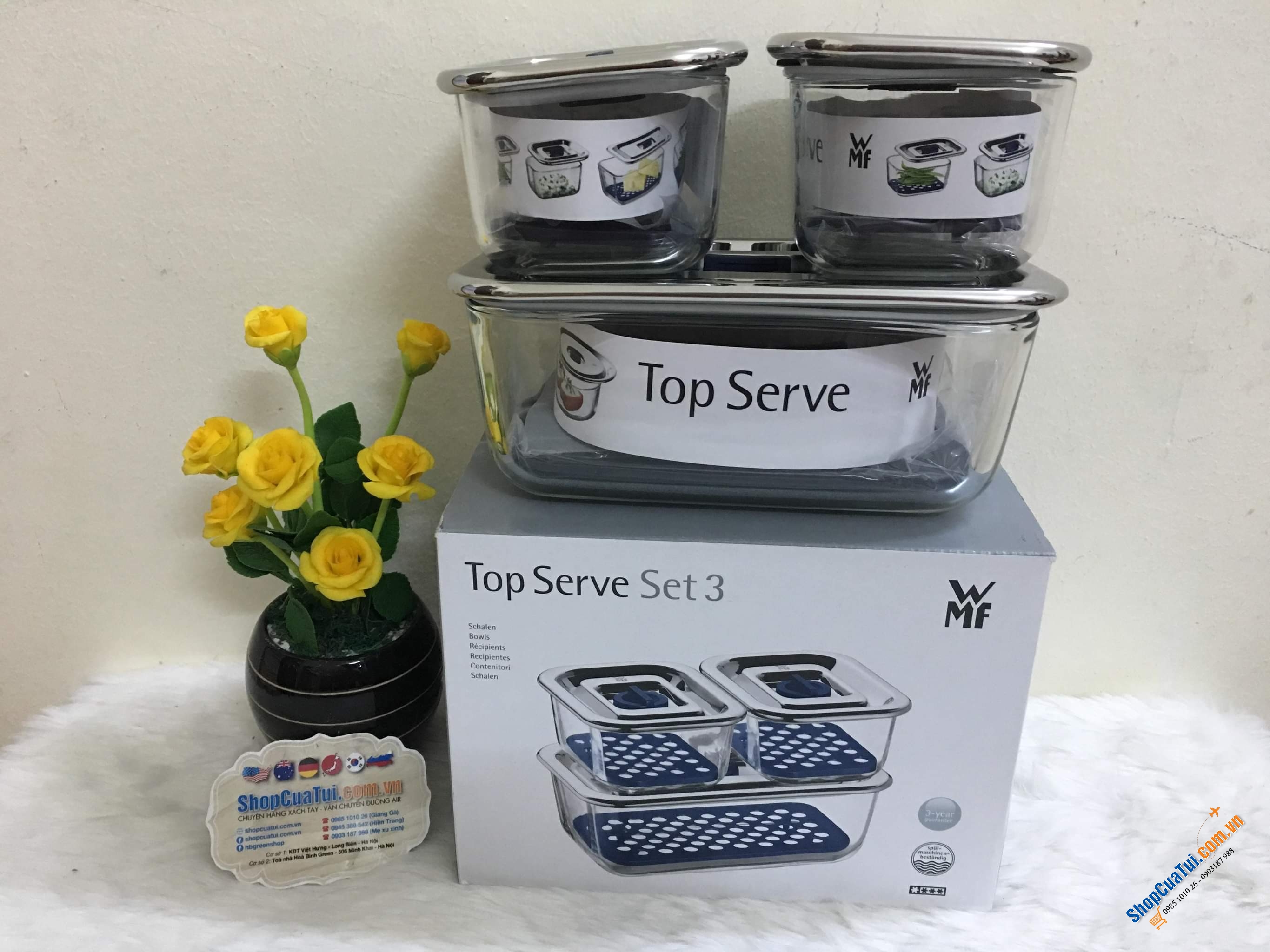 SET 3 HỘP THUỶ TINH ĐỰNG THỰC PHẨM WMF - Made in Germany