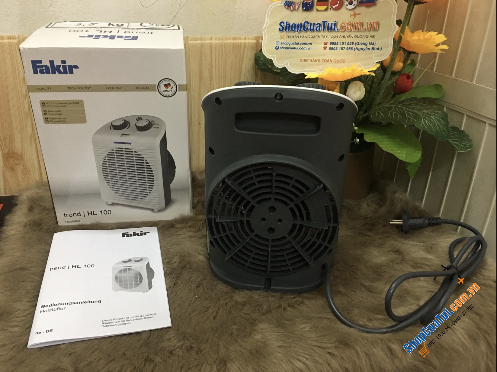 QUẠT SƯỞI FAKIR HL100 ( Có cả chiều mát) và để được trong nhà tắm