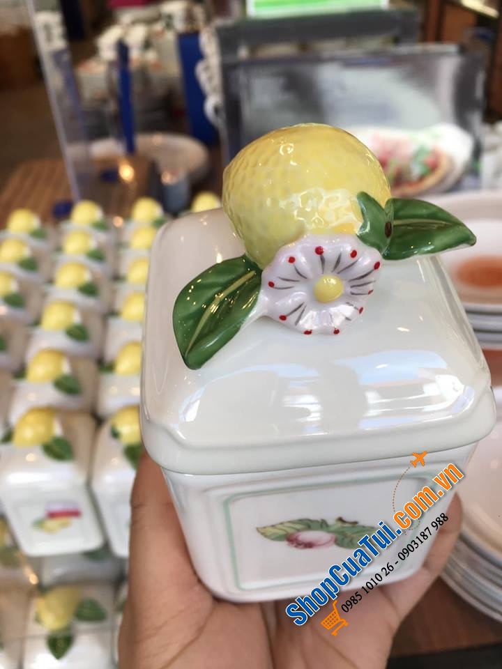 HŨ ĐỰNG GIA VỊ, HẠT NÊM, ỚT TRƯNG, ĐƯỜNG VILLEROY BOCH HÌNH TRÁI CHANH - MADE IN GERMNAY