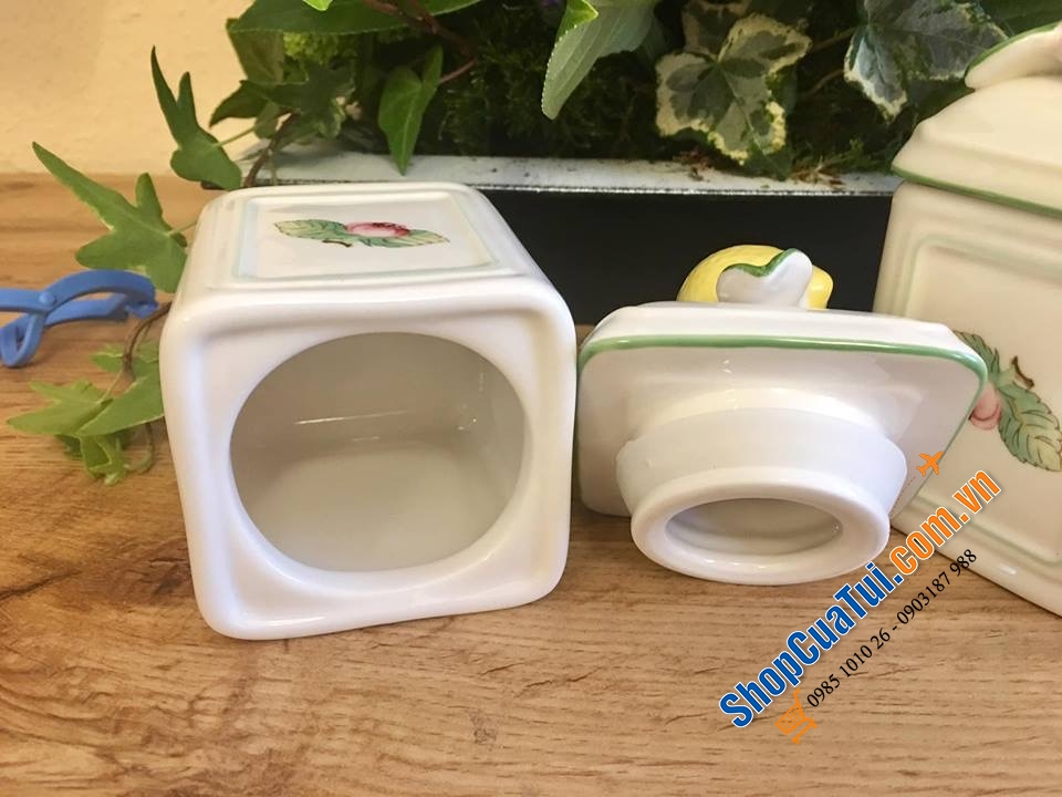 HŨ ĐỰNG GIA VỊ, HẠT NÊM, ỚT TRƯNG, ĐƯỜNG VILLEROY BOCH HÌNH TRÁI CHANH - MADE IN GERMNAY