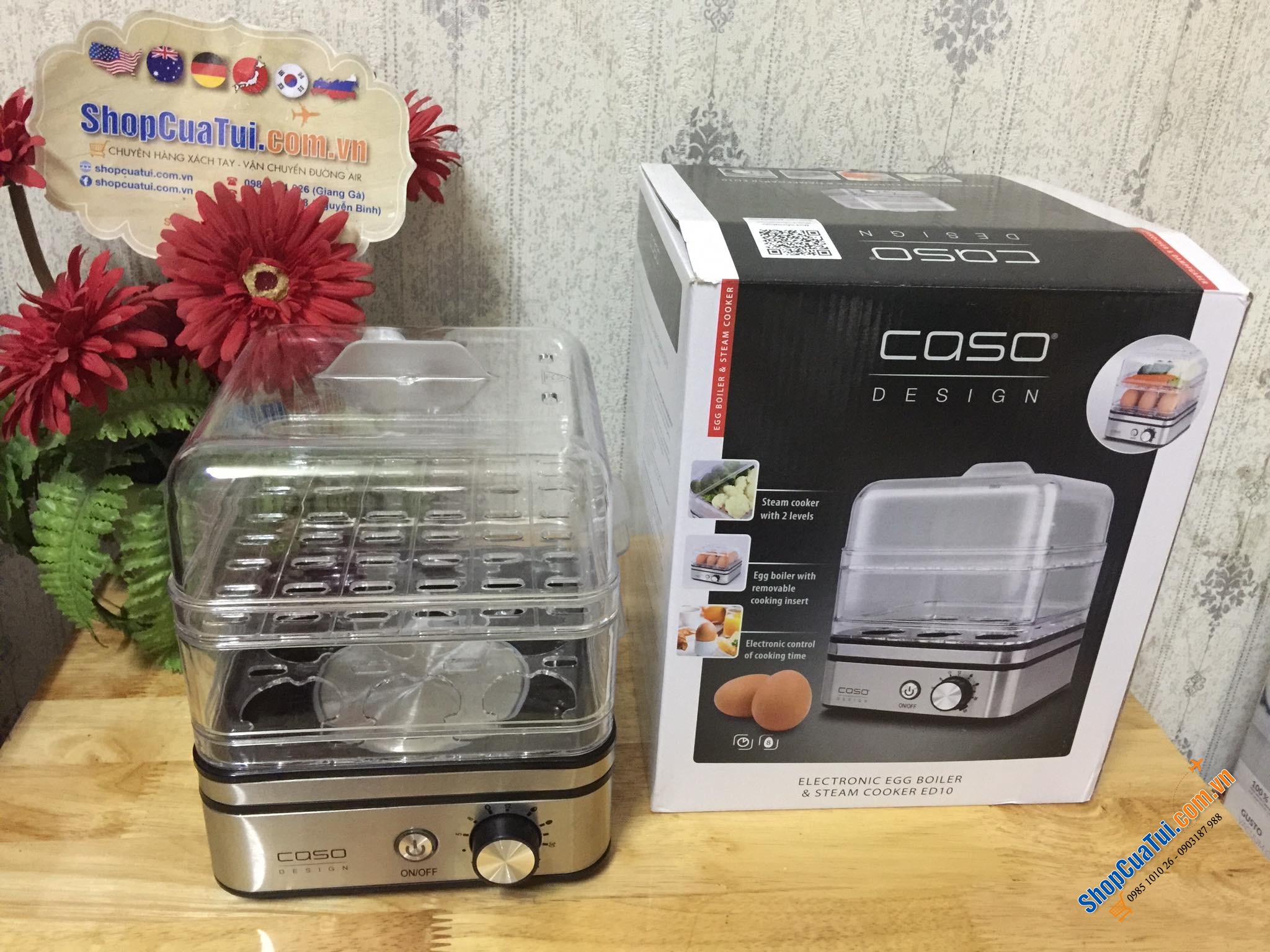 Nồi hấp điện 2 tầng mini Caso ED10 Germany