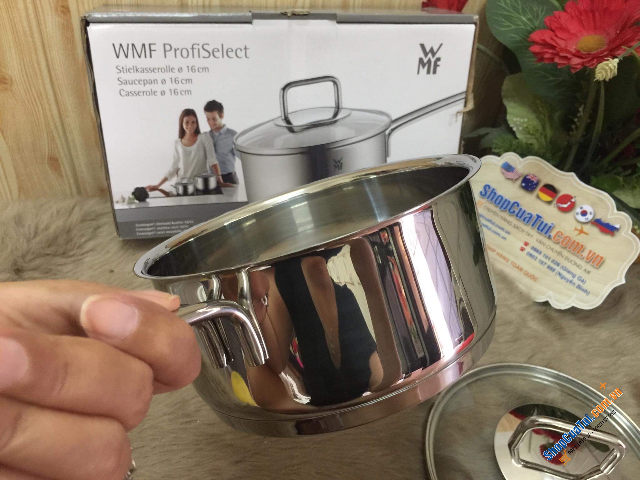 QUÁNH WMF 16 CM NẮP KÍNH