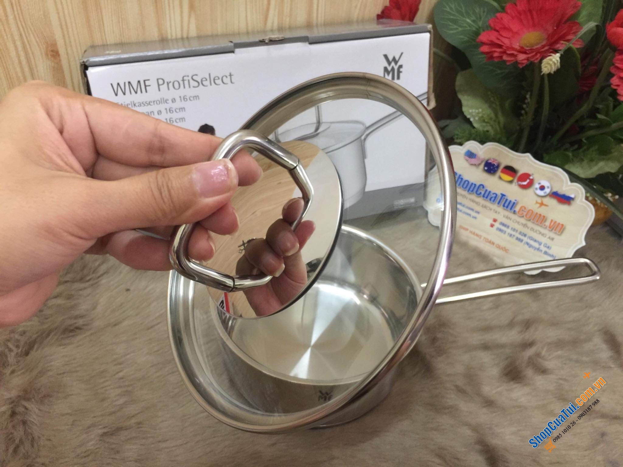 QUÁNH WMF 16 CM NẮP KÍNH