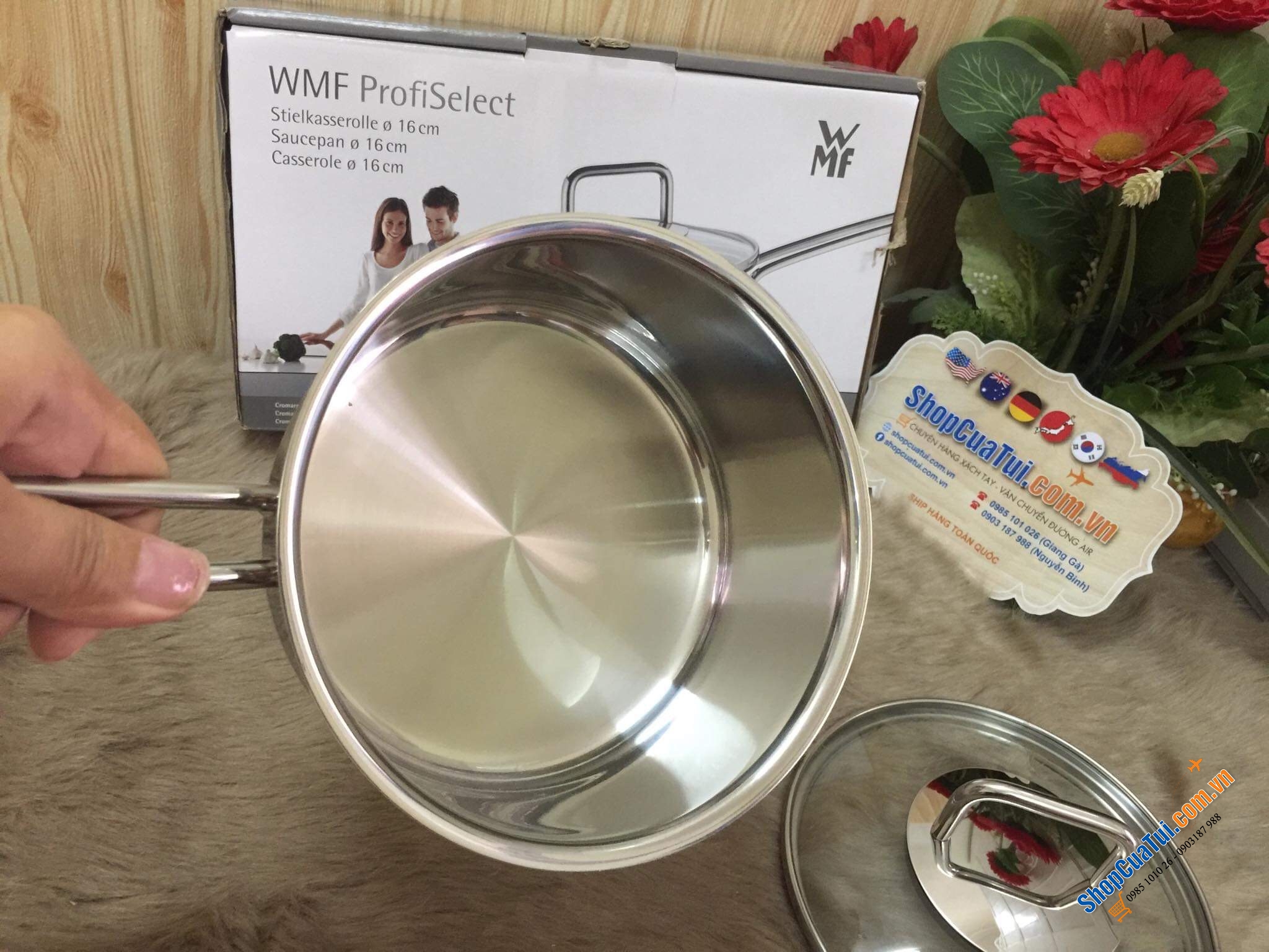 QUÁNH WMF 16 CM NẮP KÍNH