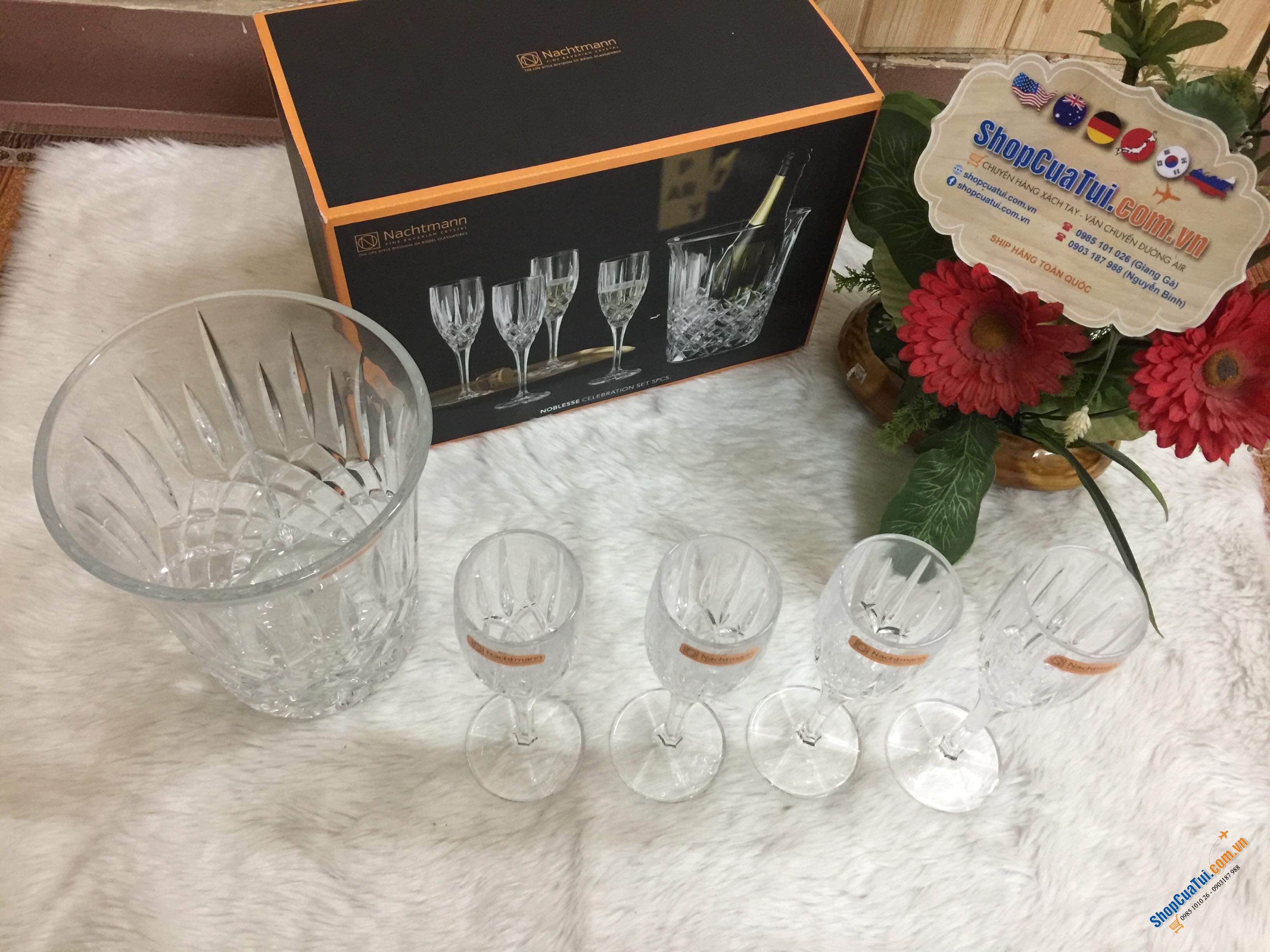 BÌNH ƯỚP LẠNH RƯỢU , CHAMPAGNE VÀ 4 LY UỐNG CHAMPAGNE NACHTMANN