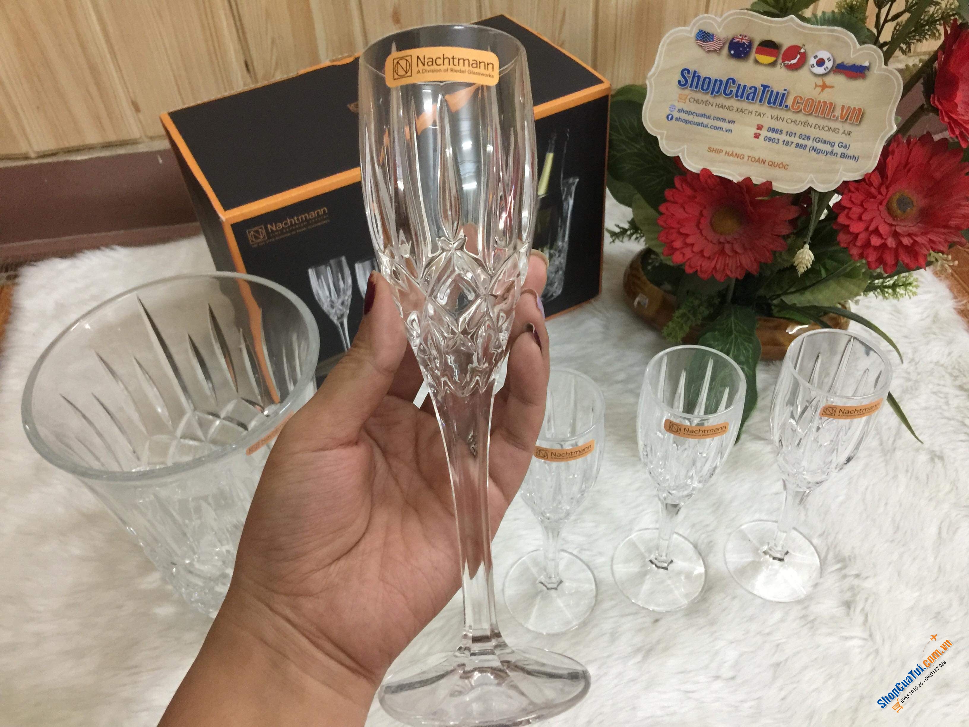 BÌNH ƯỚP LẠNH RƯỢU , CHAMPAGNE VÀ 4 LY UỐNG CHAMPAGNE NACHTMANN