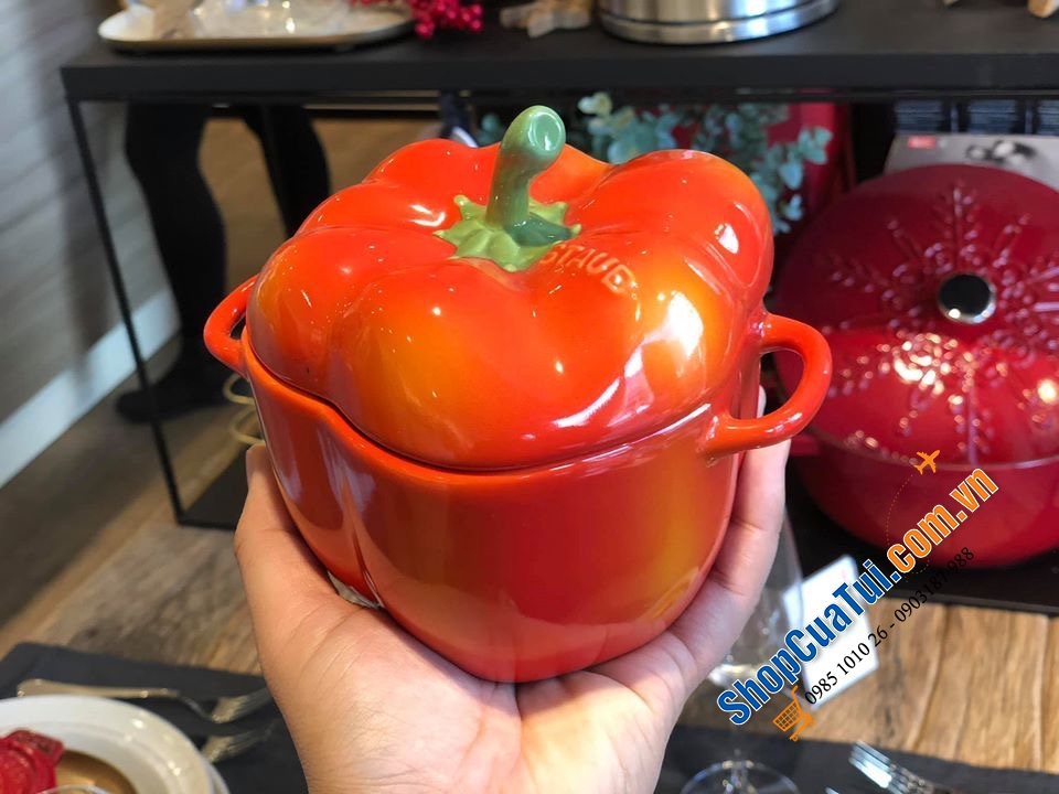 ÂU ỚT NGỌT MÀU ĐỎ STAUB ĐỰNG BÁNH KẸO - HẠT - ĐỒ ĂN STAUB