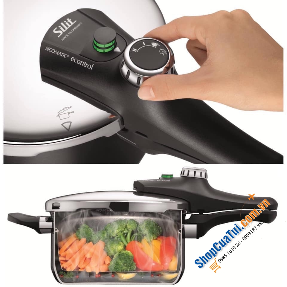 SET NỒI ÁP SUẤT SILIT SICOMATIC ECONTROL MÀU ĐỎ DUNG TÍCH 4,5L + 3L