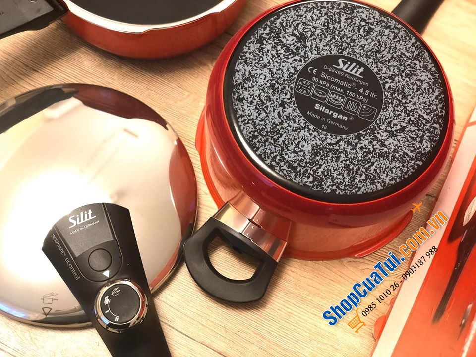 SET NỒI ÁP SUẤT SILIT SICOMATIC ECONTROL MÀU ĐỎ DUNG TÍCH 4,5L + 3L