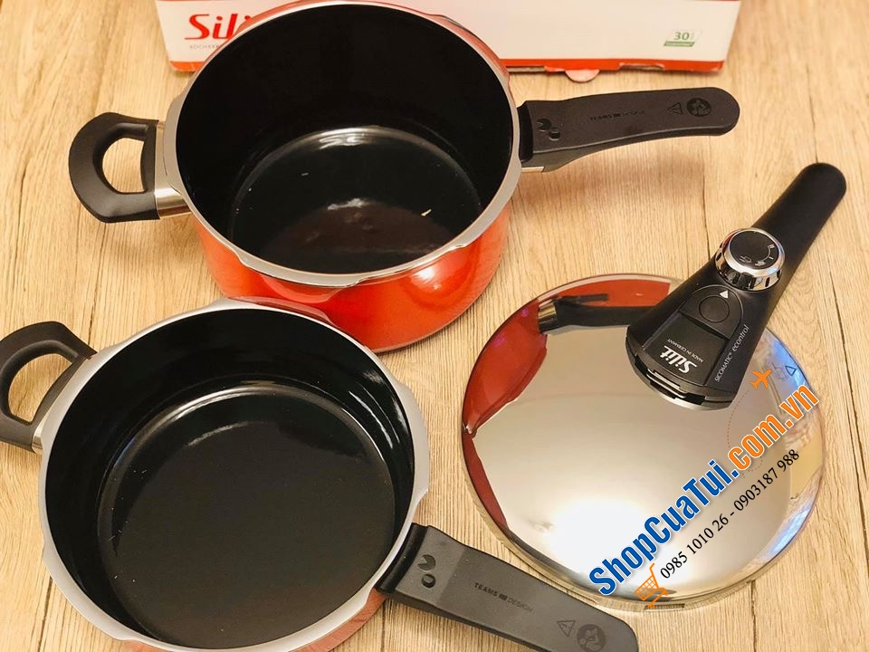 SET NỒI ÁP SUẤT SILIT SICOMATIC ECONTROL MÀU ĐỎ DUNG TÍCH 4,5L + 3L