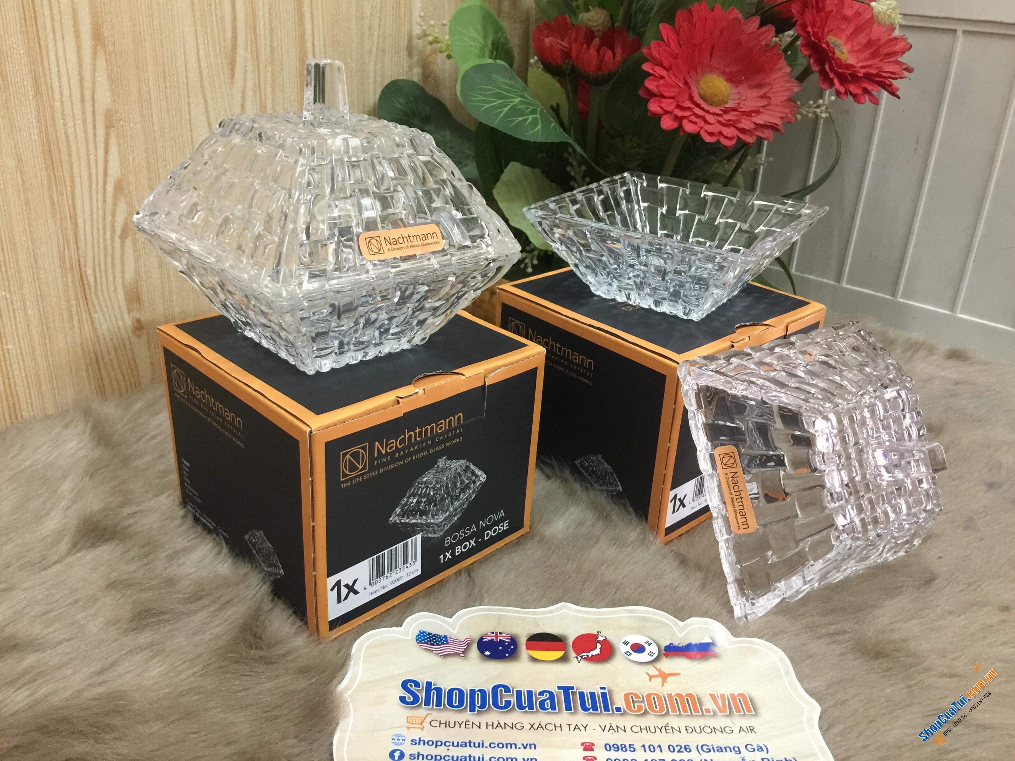 BÁT PHA LÊ NACHTMANN VUÔNG CÓ NẮP 12cmx12cm