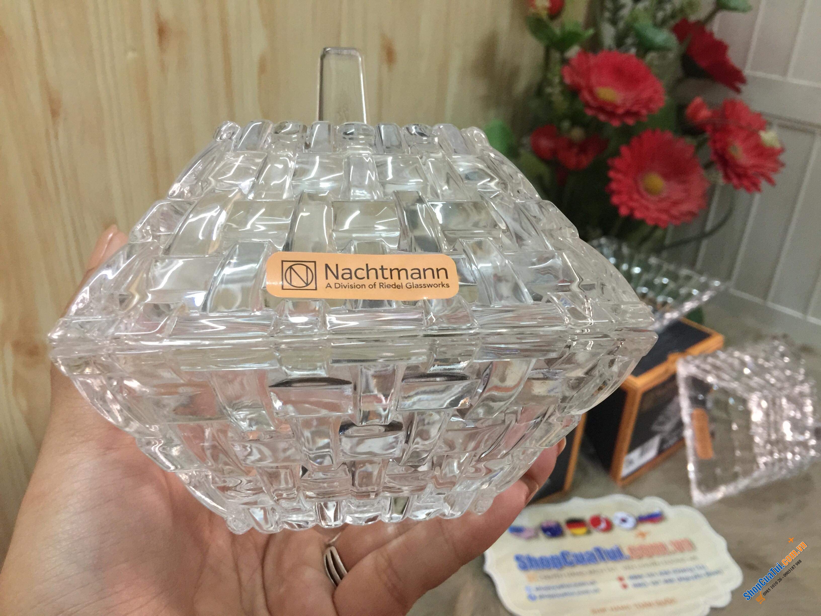 BÁT PHA LÊ NACHTMANN VUÔNG CÓ NẮP 12cmx12cm