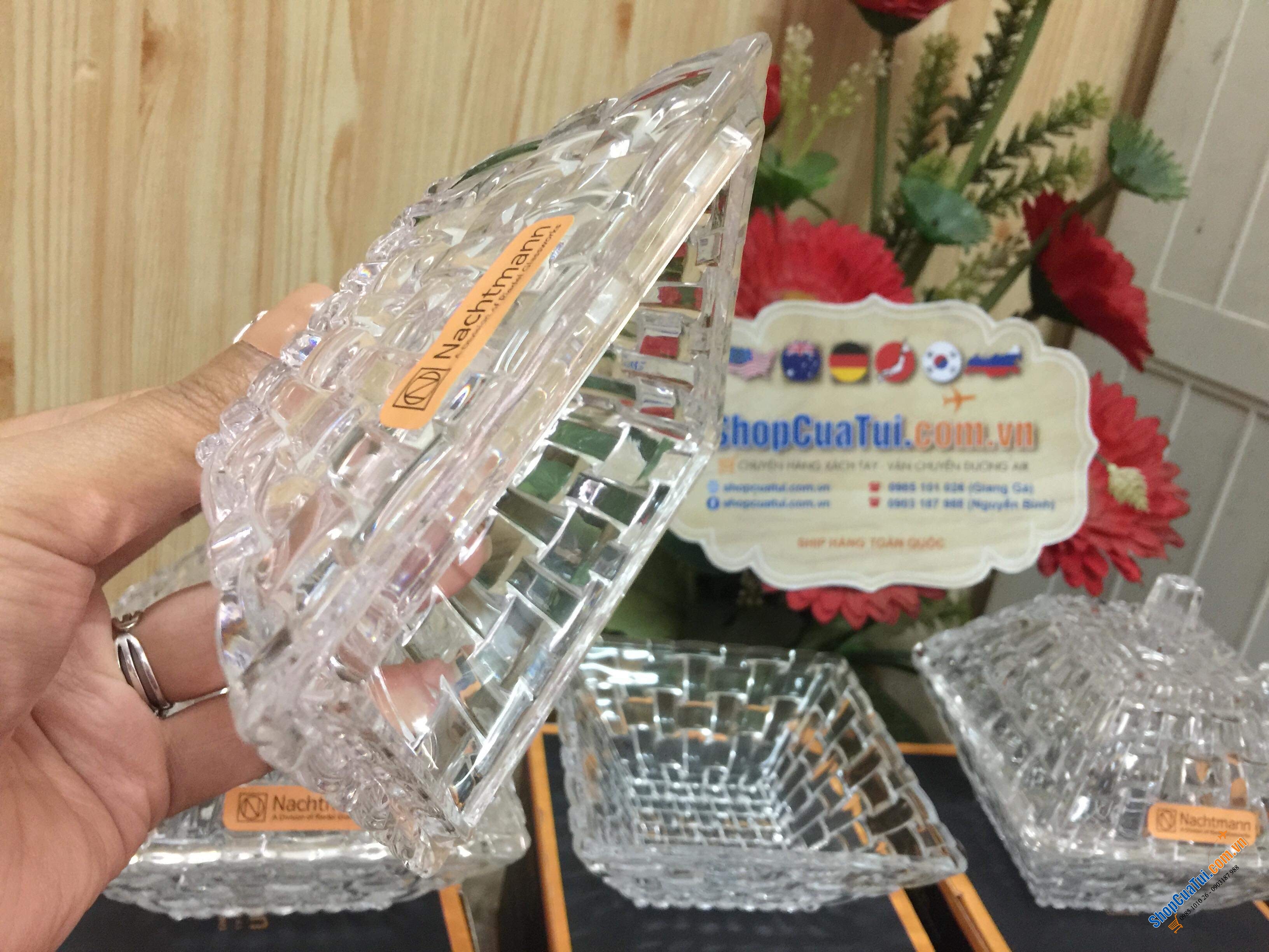 BÁT PHA LÊ NACHTMANN VUÔNG CÓ NẮP 12cmx12cm