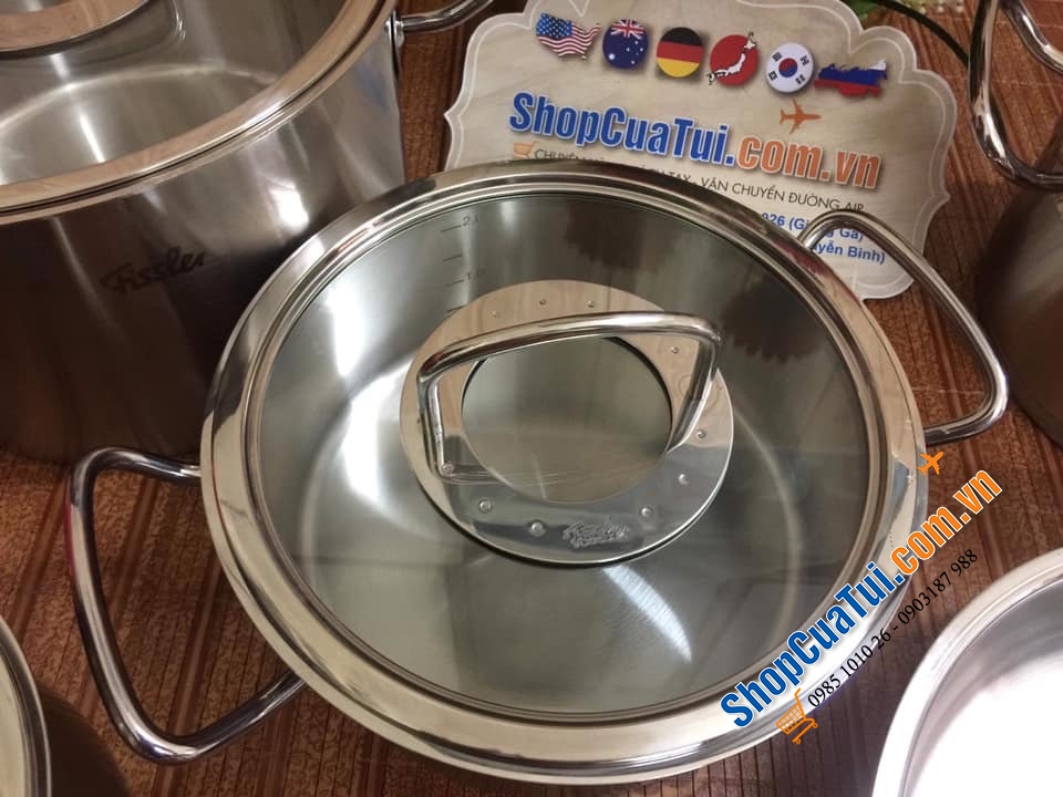 Bộ Fissler Profi Original 6 món (5 nồi + 1 xửng hấp) tặng thêm 1 bộ phụ kiện Multitalent Q