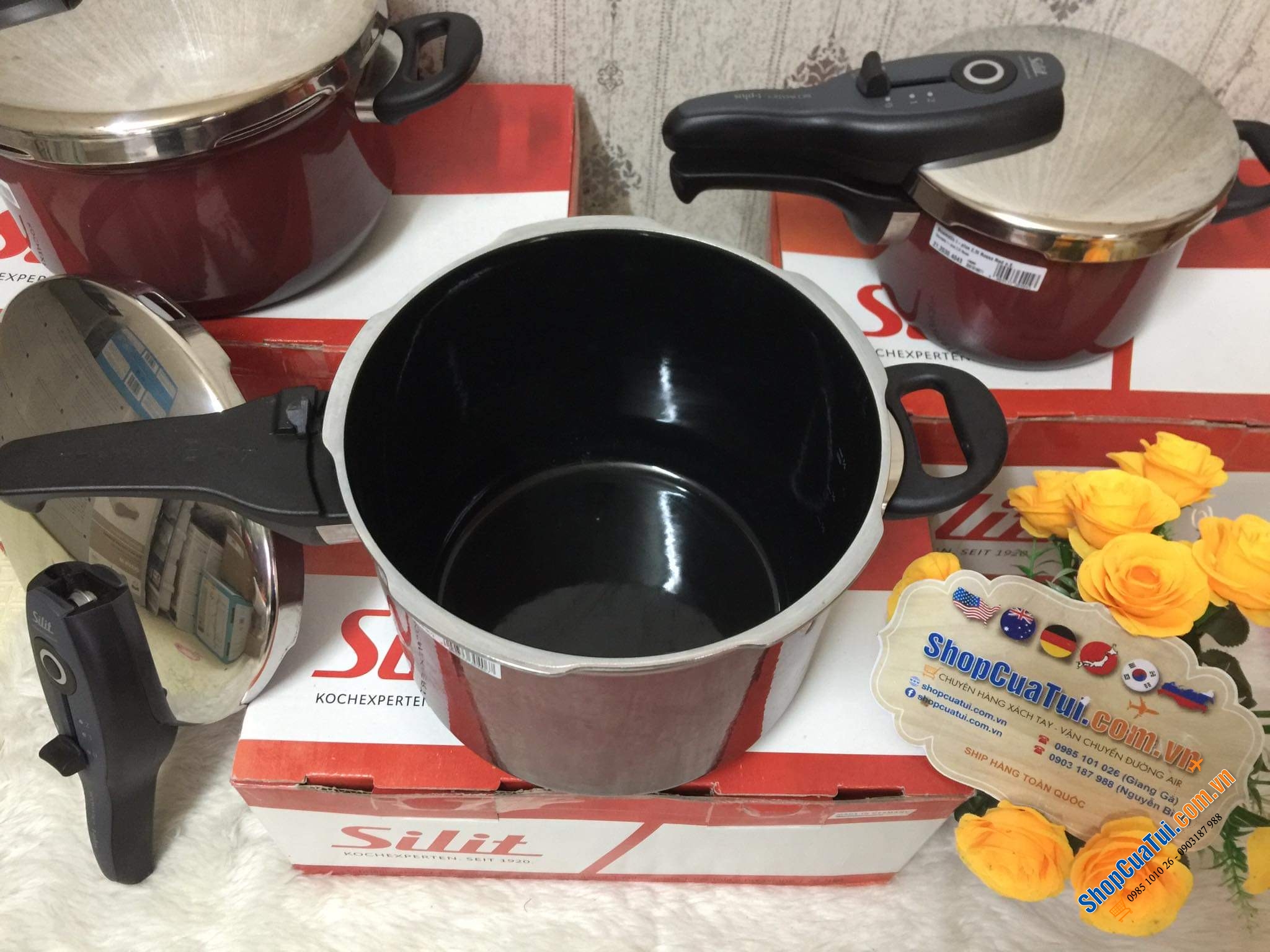 NỒI ÁP SUẤT CAO CẤP SILIT T PLUS MÀU ĐỎ RƯỢU SIÊU HIẾM 6,5 LÍT