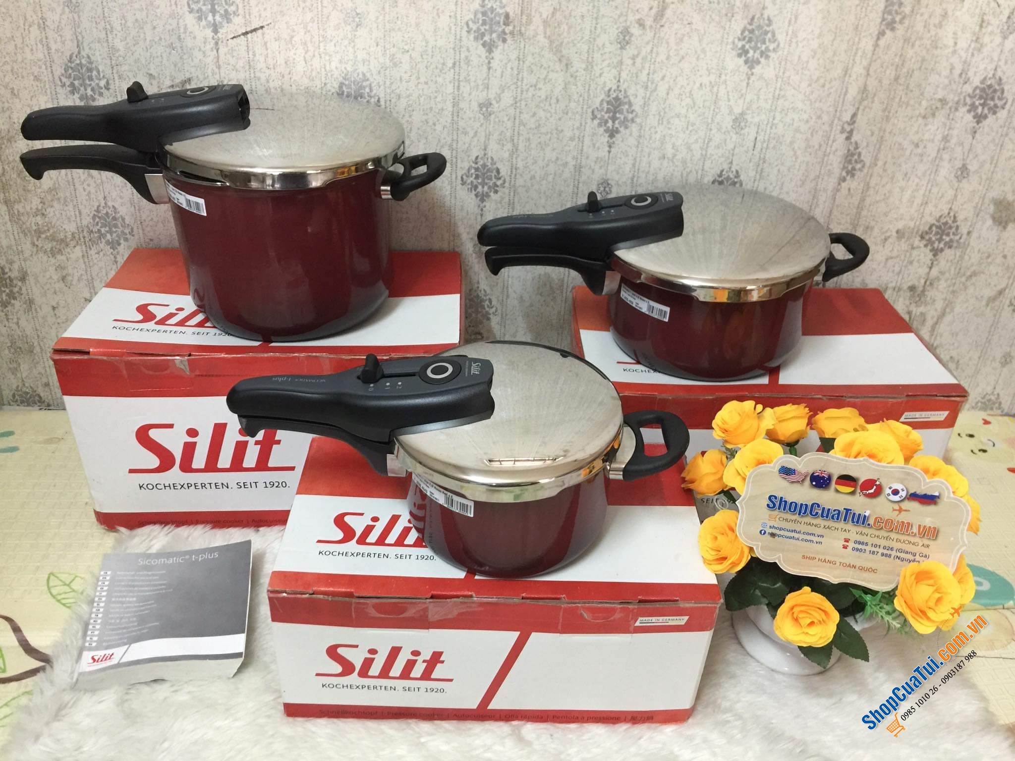 NỒI ÁP SUẤT CAO CẤP SILIT T PLUS MÀU ĐỎ RƯỢU SIÊU HIẾM 6,5 LÍT