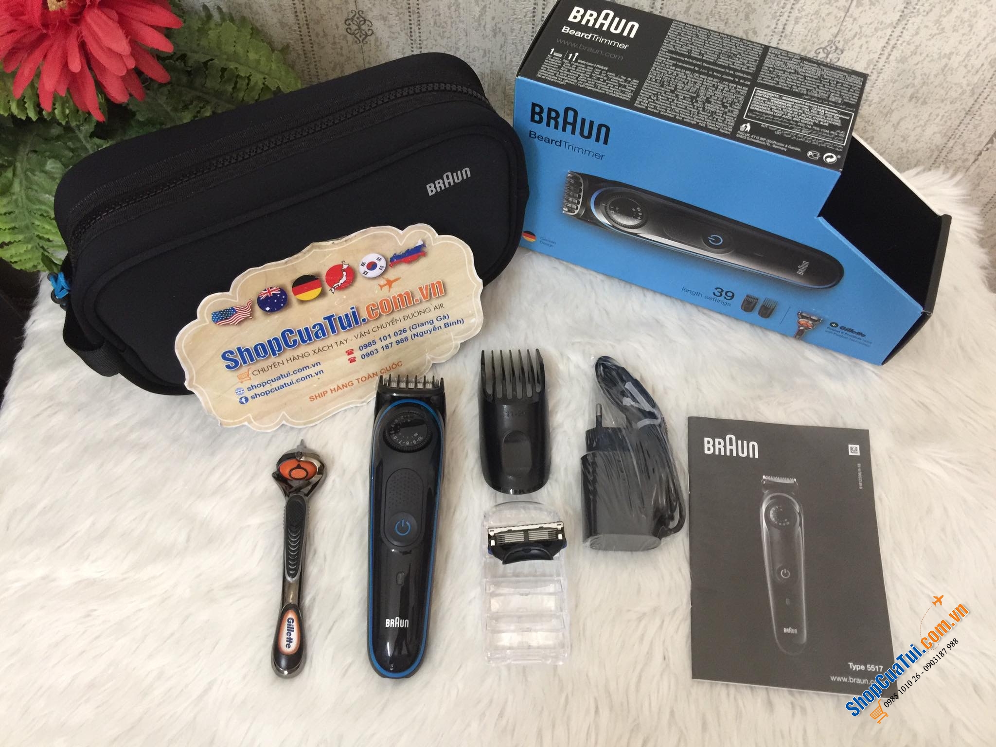 TRỌN BỘ CẠO RÂU BRAUN BT3040 - TẶNG KÈM DAO CẠO RÂU GILLETTE VÀ TÚI ĐỰNG