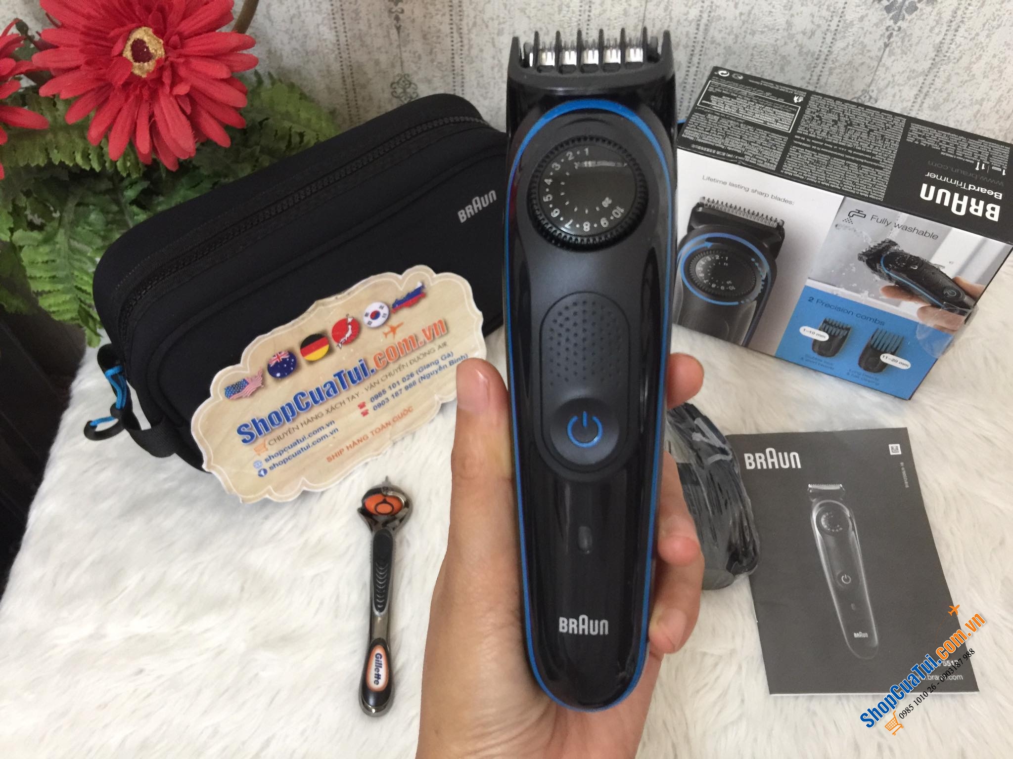 TRỌN BỘ CẠO RÂU BRAUN BT3040 - TẶNG KÈM DAO CẠO RÂU GILLETTE VÀ TÚI ĐỰNG