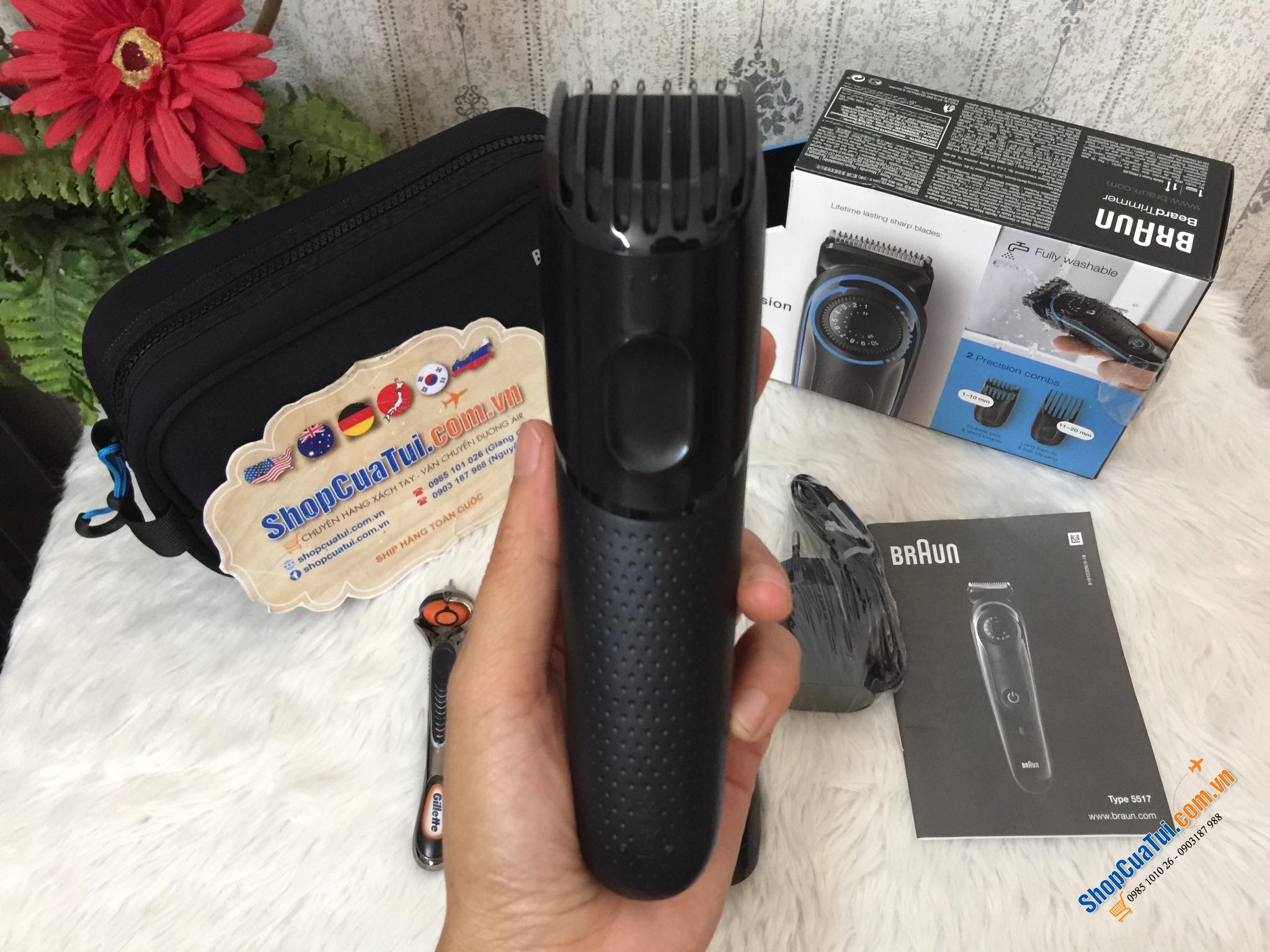 TRỌN BỘ CẠO RÂU BRAUN BT3040 - TẶNG KÈM DAO CẠO RÂU GILLETTE VÀ TÚI ĐỰNG