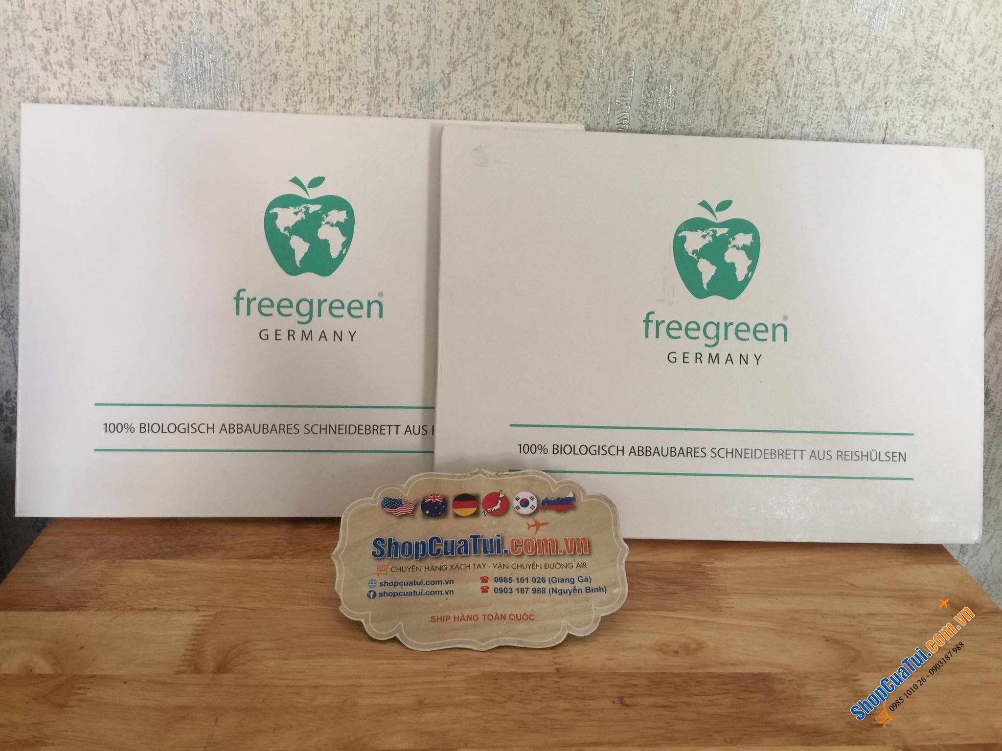 Thớt kháng khuẩn Freegreen® - Germany. - Thớt vỏ trấu - thớt sinh học 100% kháng khuẩn - 100% từ các nguyên liệu tự nhiên