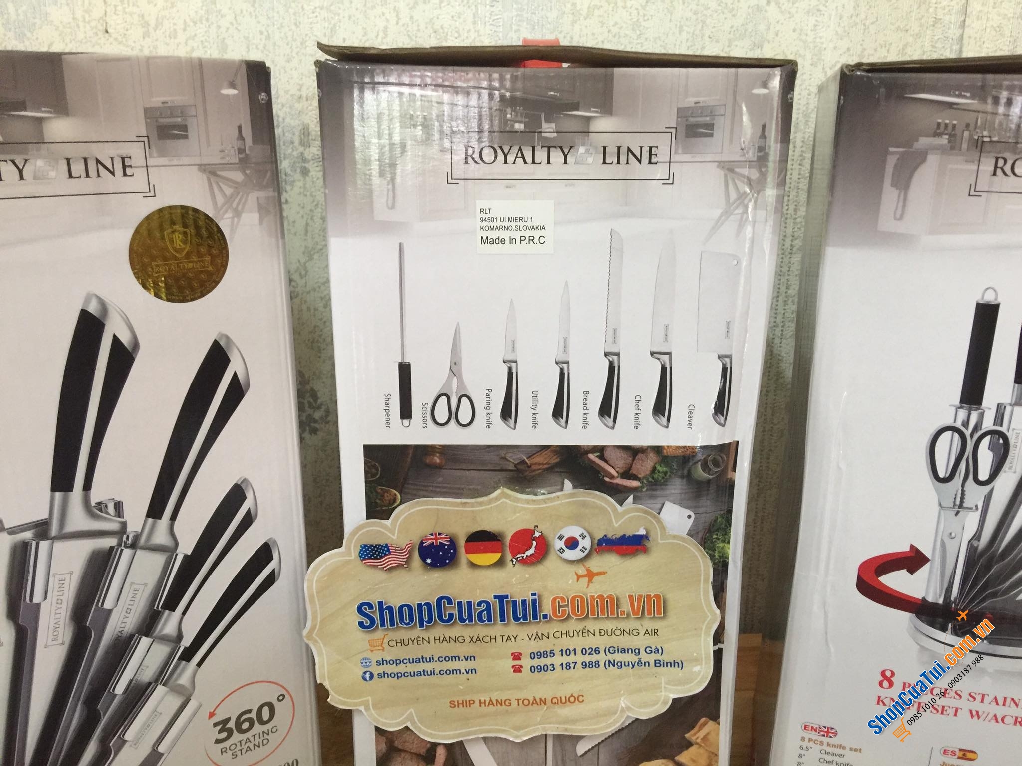 BỘ DAO ROYALTY LINE THƯƠNG HIỆU NỔI TIẾNG THUỴ SĨ, THÉP NGUYÊN KHỐI - 8 MÓN