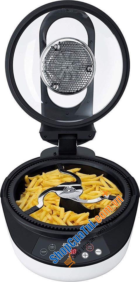 NỒI CHIÊN KHÔNG DẦU - NỒI LẨU ĐA NĂNG STEBA HF2050 4,5L (cải tiến vượt trội vừa chiên thức ăn nguyên miếng lớn hoặc chiên quay đảo trục giống nồi Tefal, trục đảo tháo rời được)