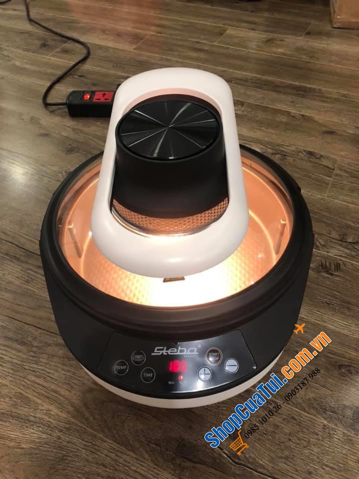 NỒI CHIÊN KHÔNG DẦU - NỒI LẨU ĐA NĂNG STEBA HF2050 4,5L (cải tiến vượt trội vừa chiên thức ăn nguyên miếng lớn hoặc chiên quay đảo trục giống nồi Tefal, trục đảo tháo rời được)