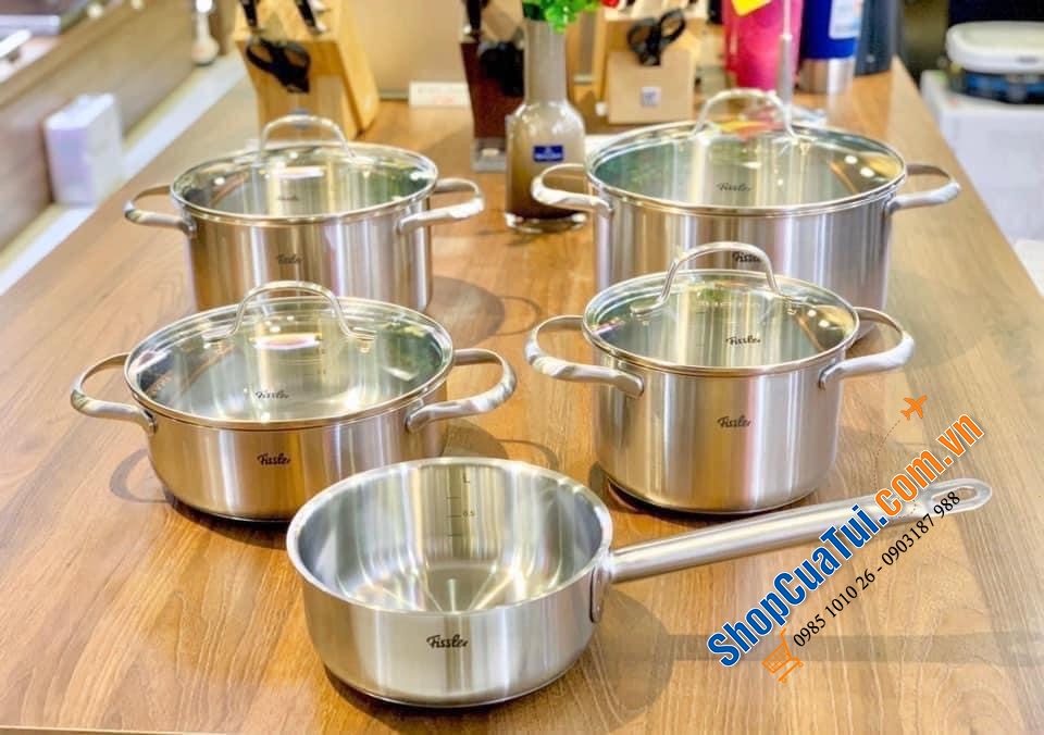 Bộ nồi FISSLER TORONTO 5 nồi (chất liệu thép bóng mờ sang, bền, chất).