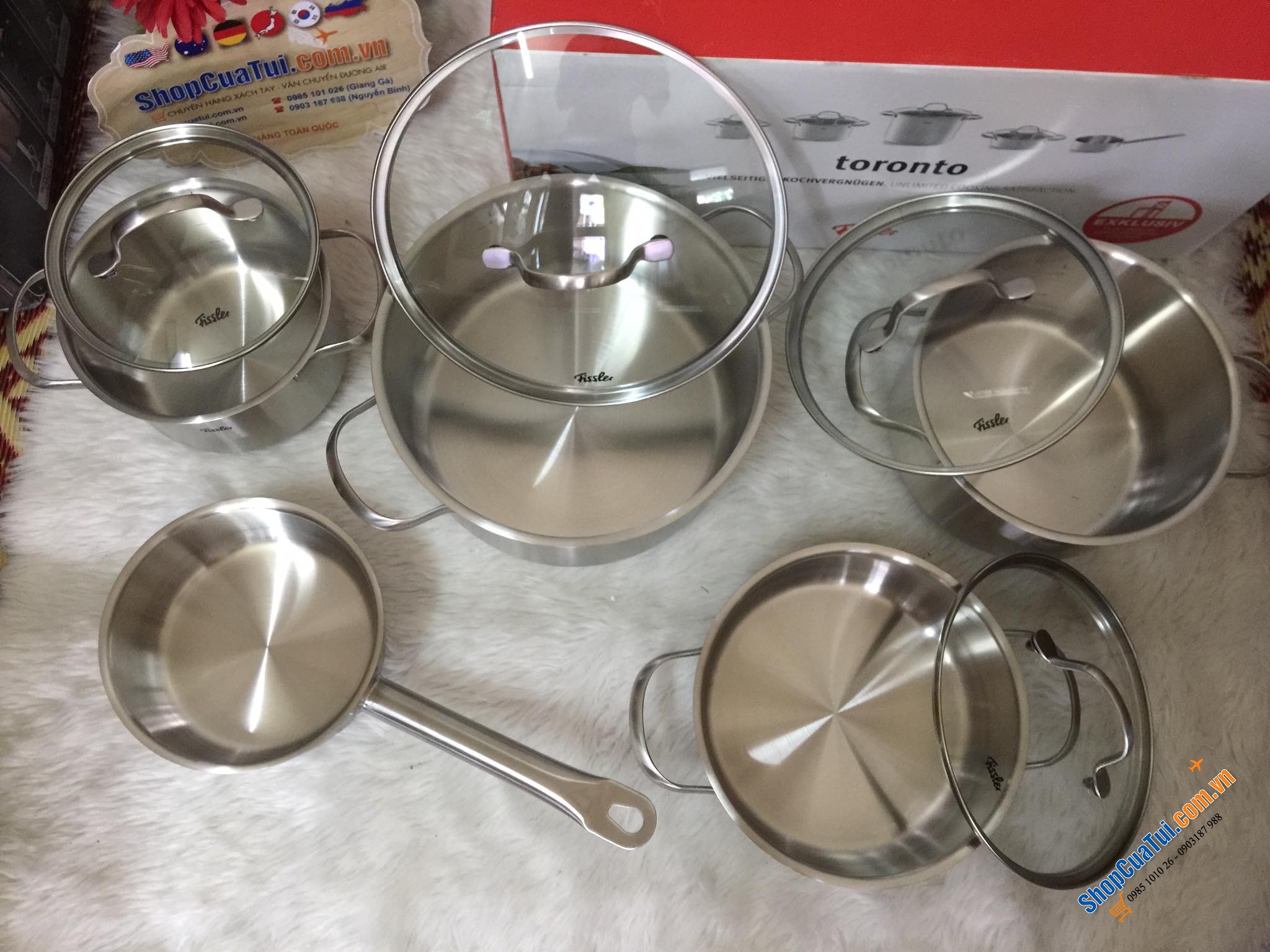 Bộ nồi FISSLER TORONTO 5 nồi (chất liệu thép bóng mờ sang, bền, chất).