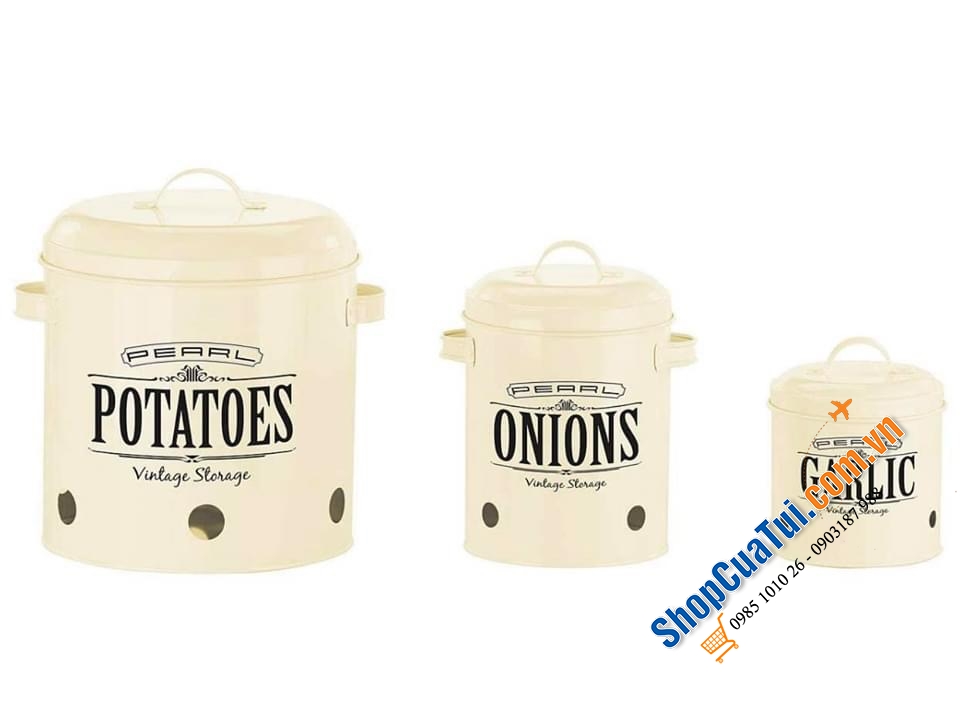 SET 3 HŨ LƯU TRỮ KHOAI TÂY, CÀ RỐT, HÀNH KHÔ PEARL.