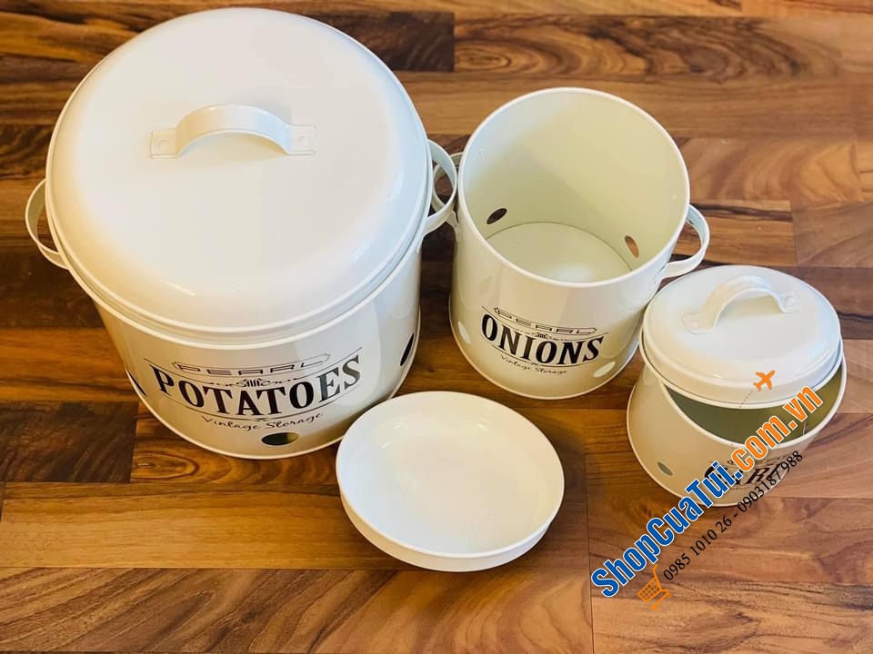 SET 3 HŨ LƯU TRỮ KHOAI TÂY, CÀ RỐT, HÀNH KHÔ PEARL.