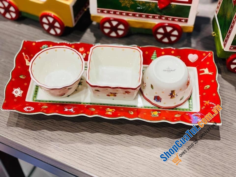 SET 4 món hũ VILLEROY BOCH NOEL ( 3 hũ + 1 đĩa)