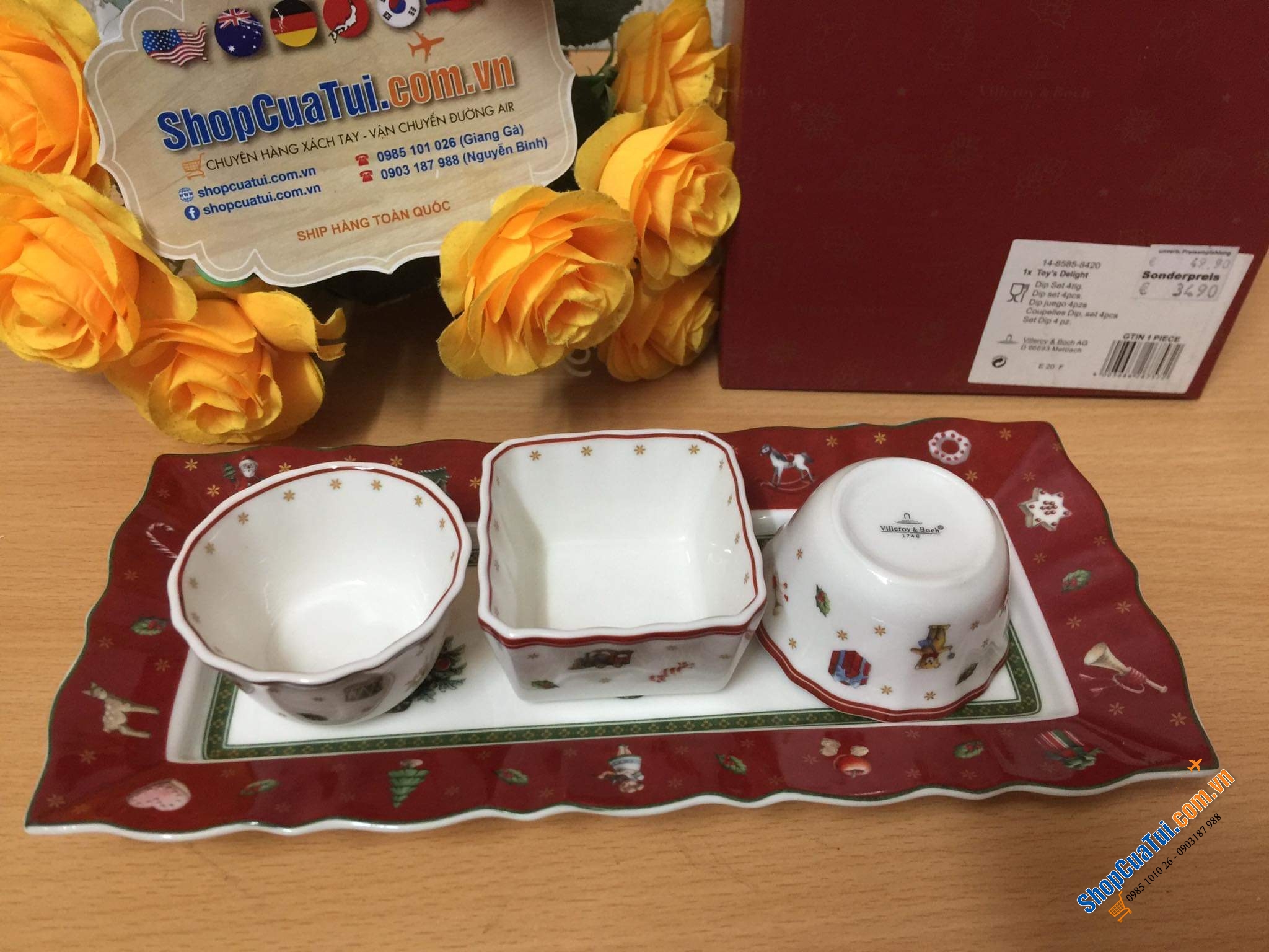 SET 4 món hũ VILLEROY BOCH NOEL ( 3 hũ + 1 đĩa)