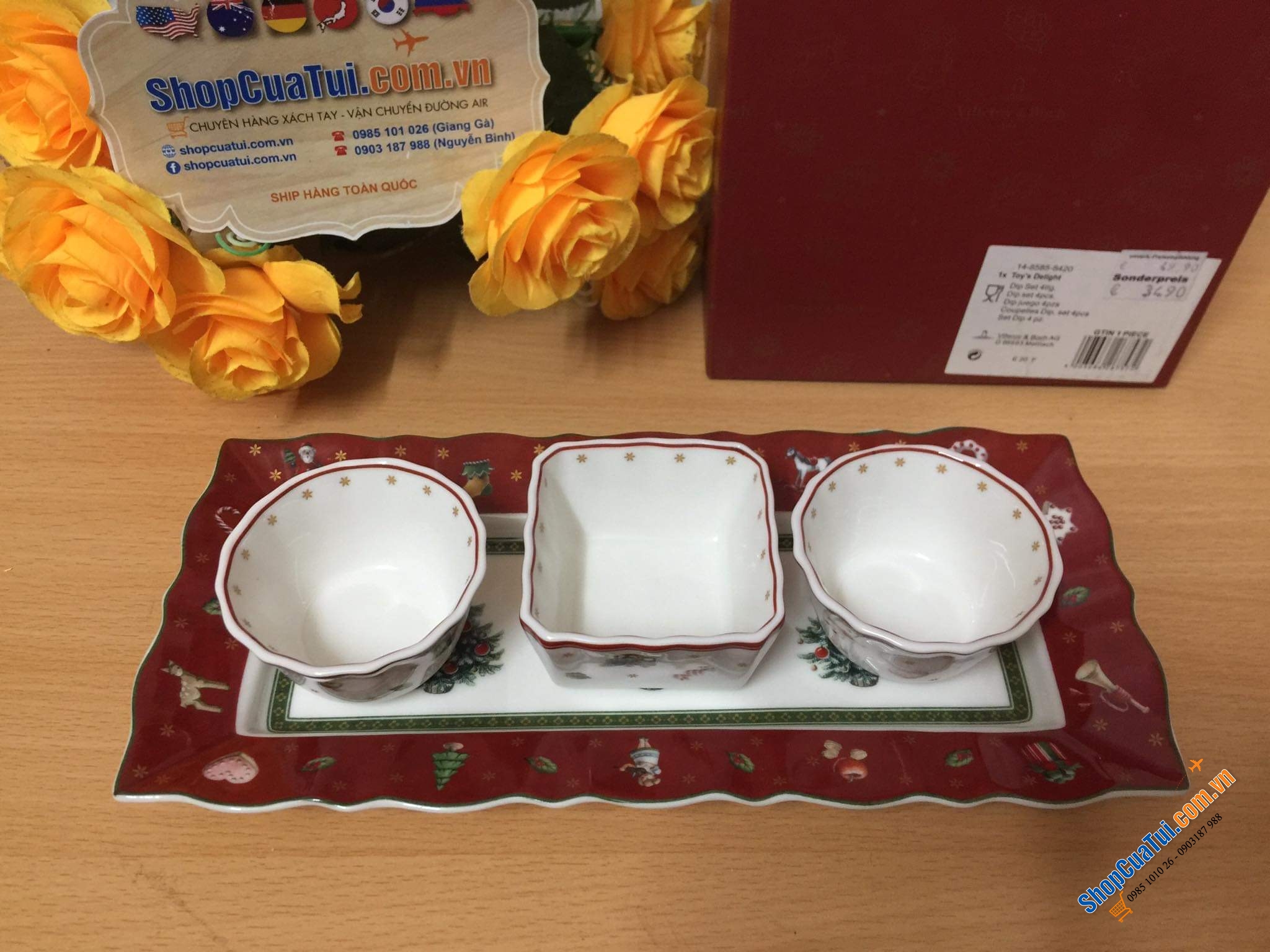 SET 4 món hũ VILLEROY BOCH NOEL ( 3 hũ + 1 đĩa)