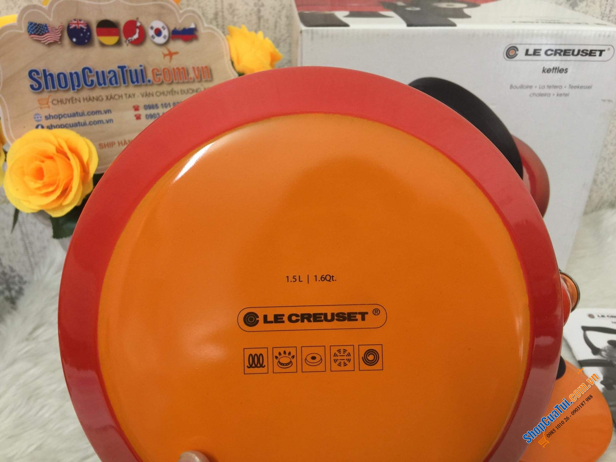 ẤM LE CREUSET ZEN 1.5 lít (màu cam quá đẹp)