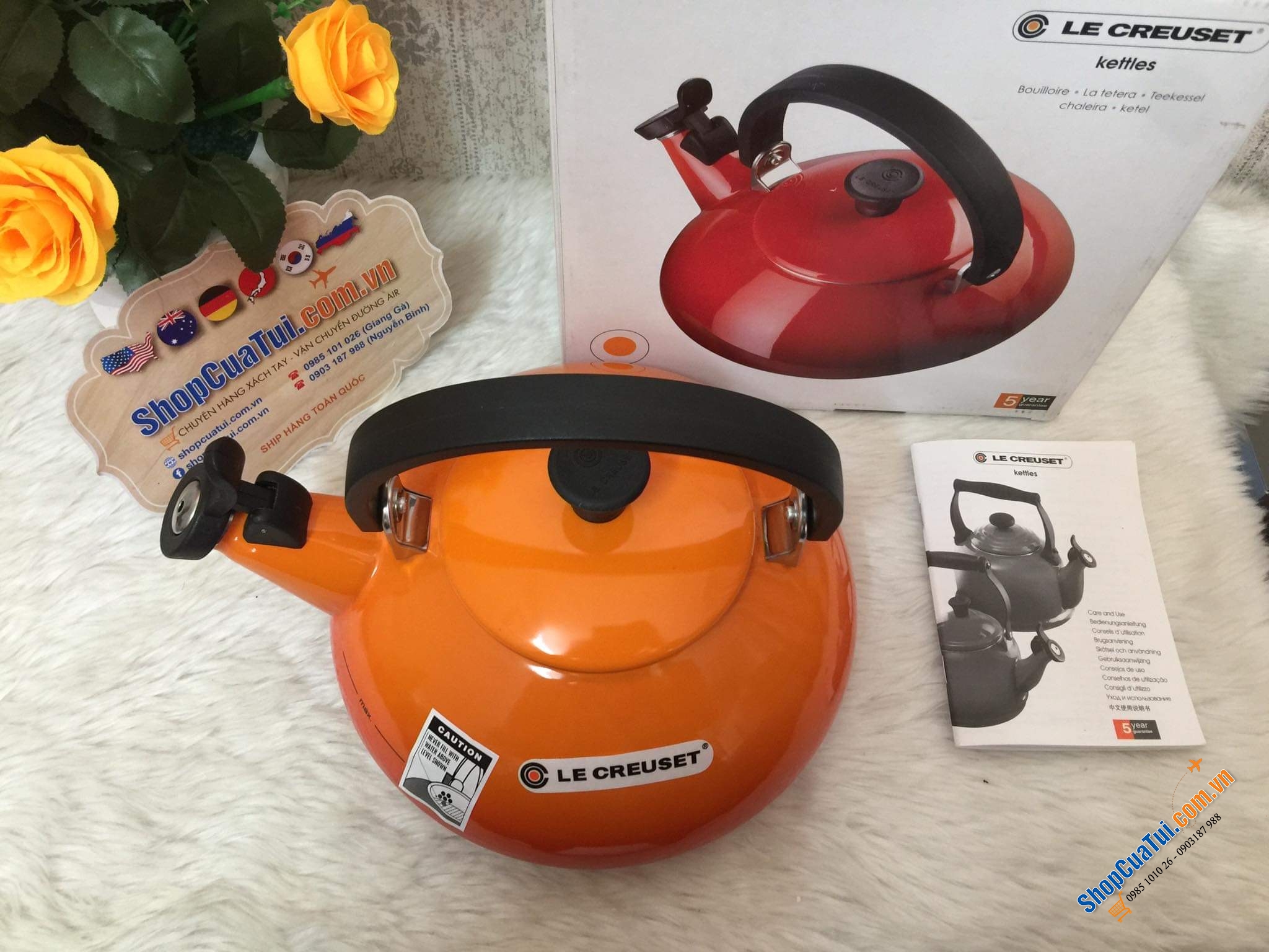 ẤM LE CREUSET ZEN 1.5 lít (màu cam quá đẹp)
