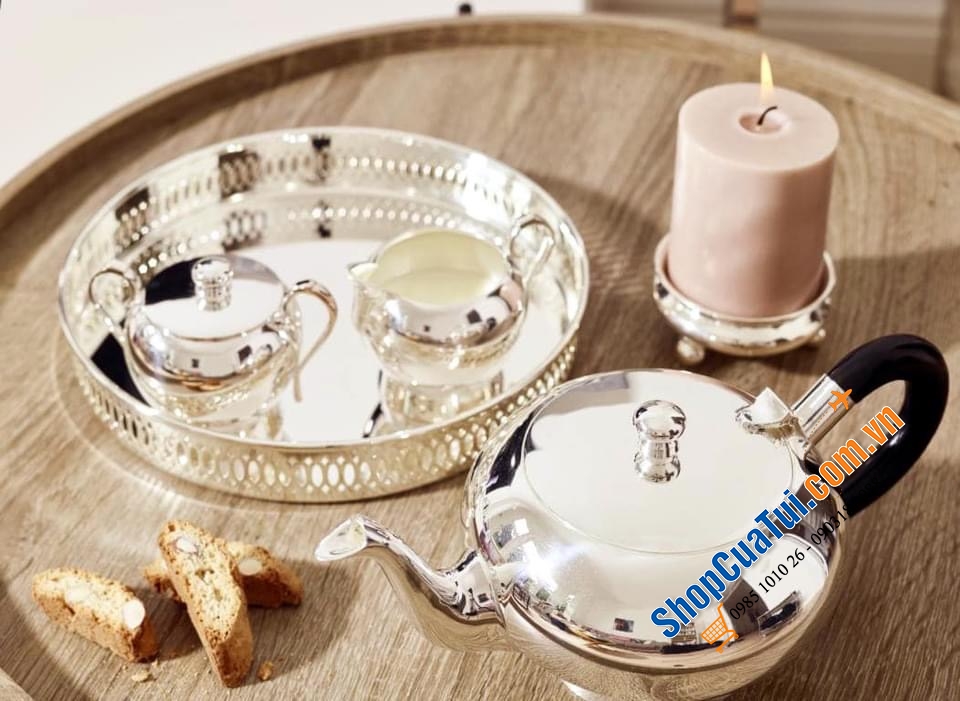 KHAY MẠ BẠC THẬT SIÊU ĐẸP EDZARD LOẠI NHỎ 23 CM