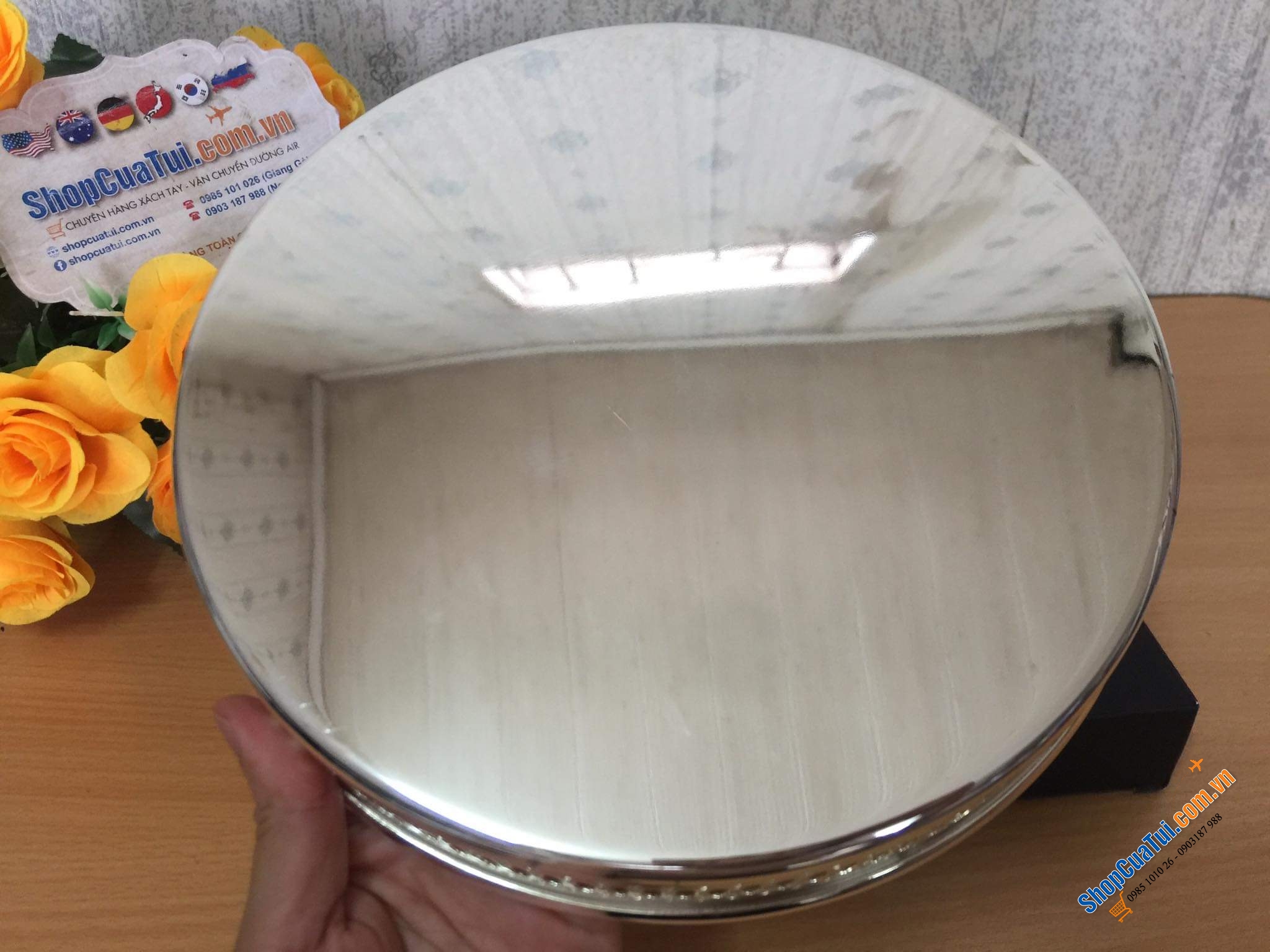 KHAY MẠ BẠC THẬT SIÊU ĐẸP EDZARD LOẠI NHỎ 23 CM