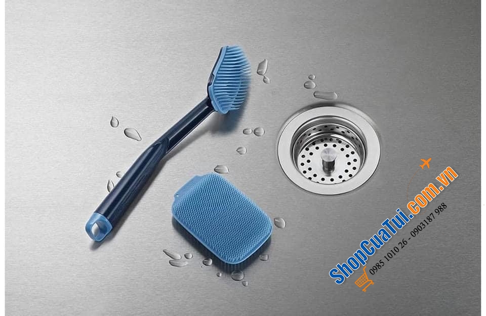 SET BÀN CHẢI - MIẾNG RỬA ĐA NĂNG JOSEPH JOSEPH CLEANTECH - MÀU XANH BIỂN.