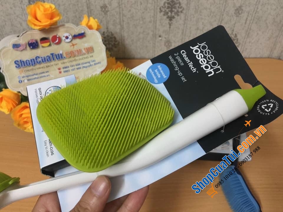 SET BÀN CHẢI - MIẾNG RỬA ĐA NĂNG JOSEPH JOSEPH CLEANTECH - MÀU XANH BIỂN.