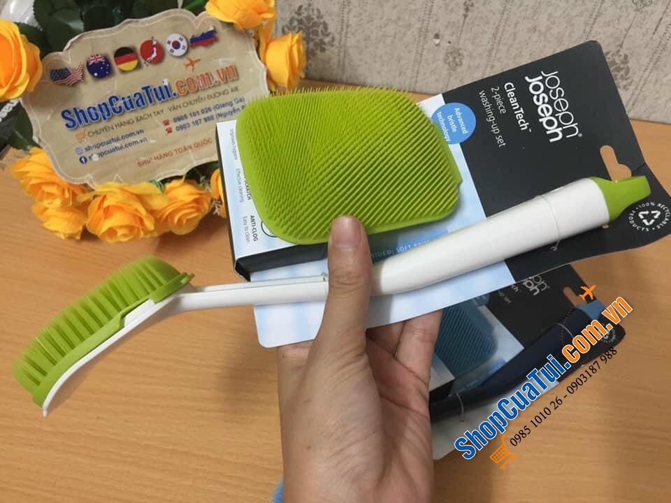 SET BÀN CHẢI - MIẾNG RỬA ĐA NĂNG JOSEPH JOSEPH CLEANTECH - MÀU XANH BIỂN.