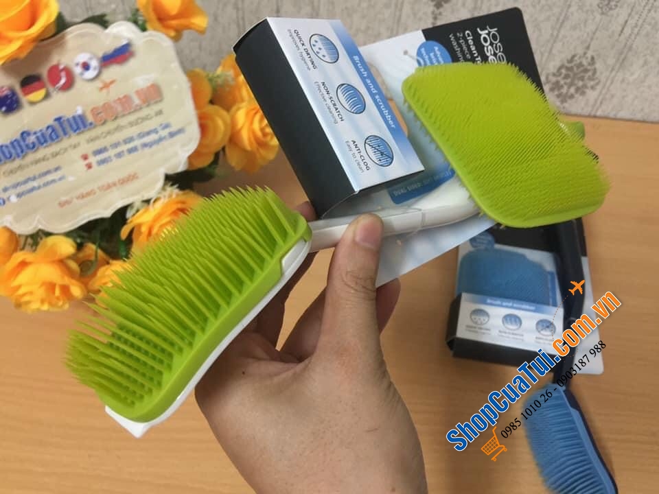 SET BÀN CHẢI - MIẾNG RỬA ĐA NĂNG JOSEPH JOSEPH CLEANTECH - MÀU XANH BIỂN.