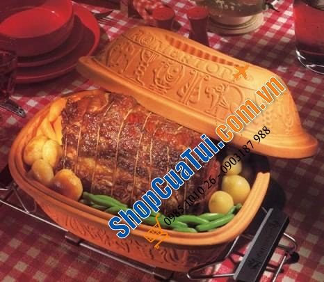 NỒI NƯỚNG GỐM ĐỨC MADE IN GERMANY RÖMERTOPF - HOẠ TIẾT NÔNG TRẠI - Kích thước 38 x 38 x 12,5 cm. Nặng 3,3 kg